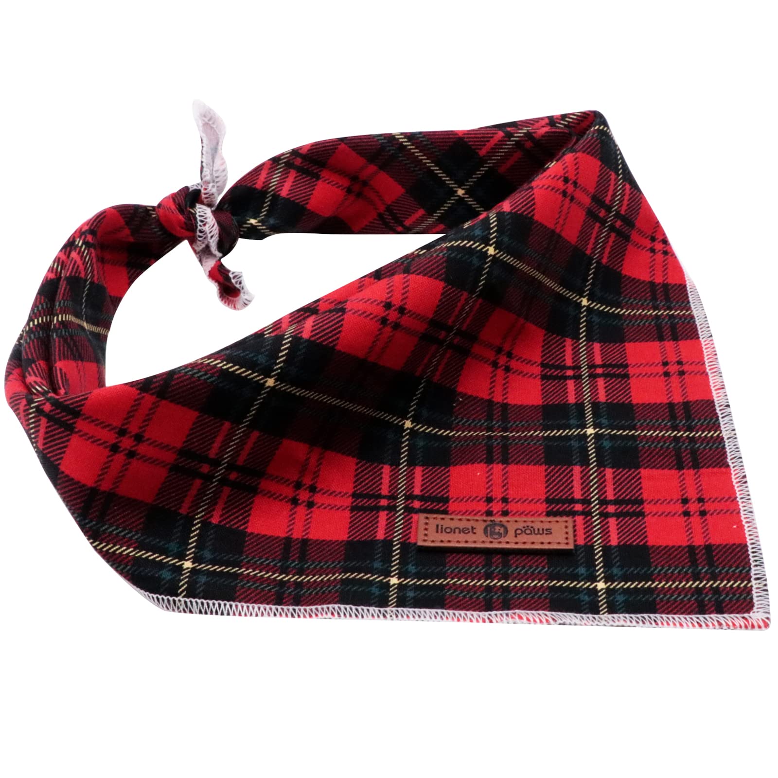 Lionet Paws Christmas Dog Bandana Washable Cotton Handkerchief Scarf Triangle Bandana for Small Medium Large Dogs Girl Boy