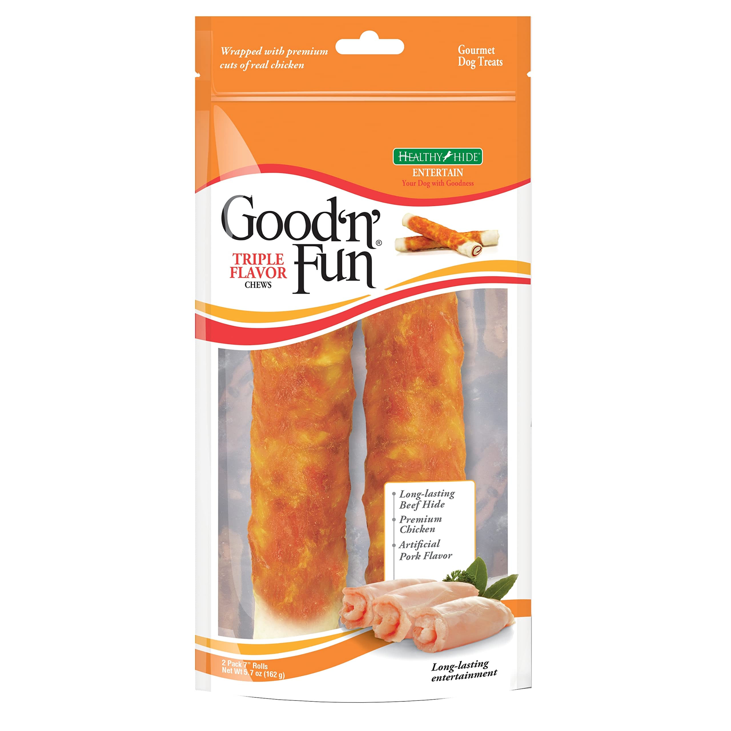 Healthy Hide Goodn Fun Triple-Flavor Chews Beef, Pork and Chicken