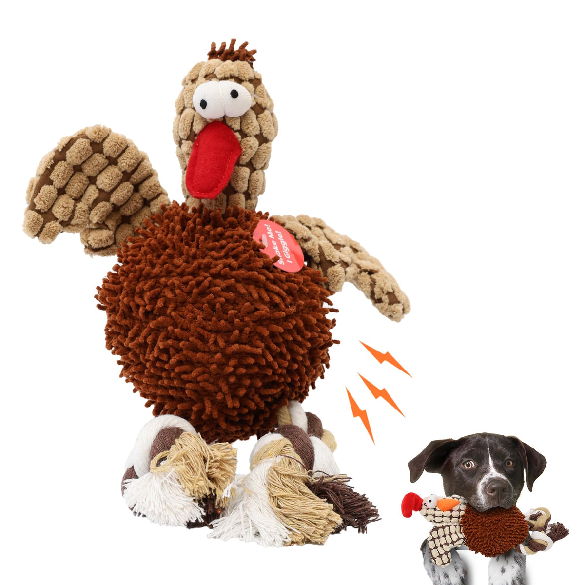 Ethical Pets Gigglers Chicken Dog Toy, 12-Inch, Assorted