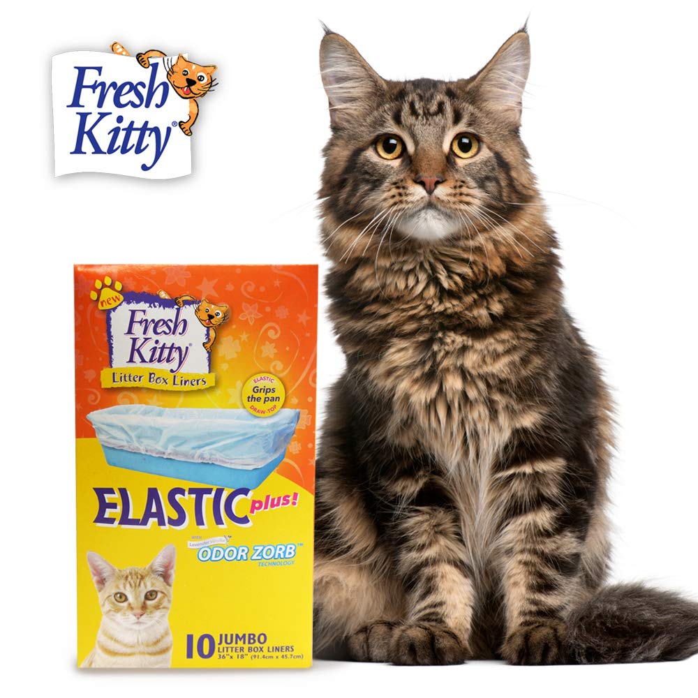 10 Count Fresh Kitty Litter Box Liners Durable, Easy Clean Up Elastic Jumbo Scented Odor Zorb Litter Pan Box Liners, Bags For Pet Cats