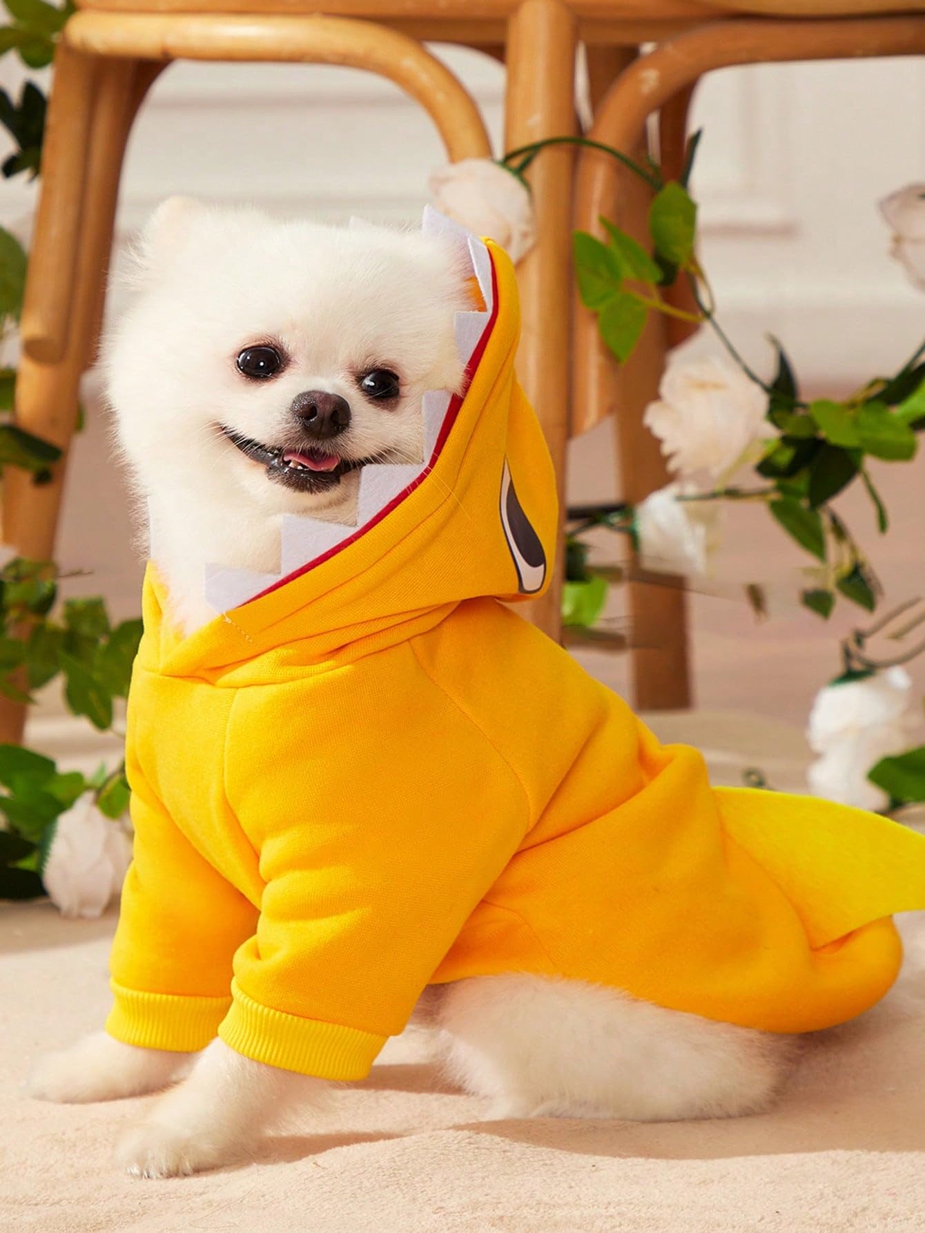 Qwinee Shark Dog Hoodie Dog Warm Jacket Coat Puppy Sweatshirt Christmas Halloween Dog Costume Winter Dog Clothes Pet Apparel For Small Medium Dogs Cats Kitten Yellow L