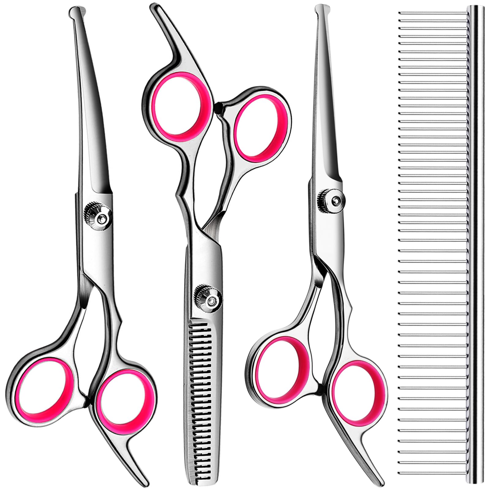 Faigeo Professional Dog Grooming Scissors Kit, Titanium Coated Dog Scissors For Grooming, Grooming Shears Kit For Dogs Cat At Ho