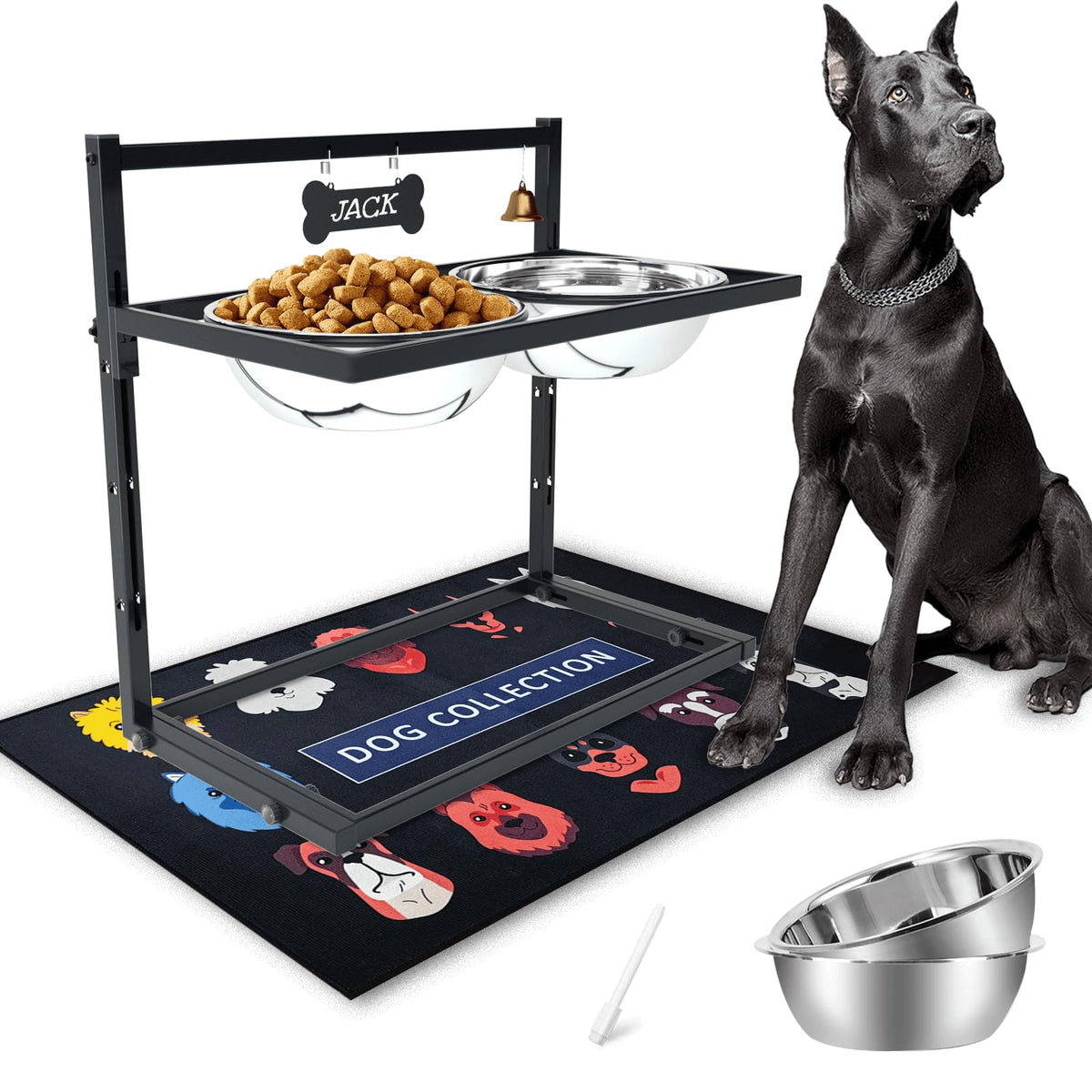 TIDANT ??-?????????? Elevated Dog Bowls for Extra Large Dogs with Mat,Raised Dog Bowl Stand for Large Breed Adjusable Height Dog