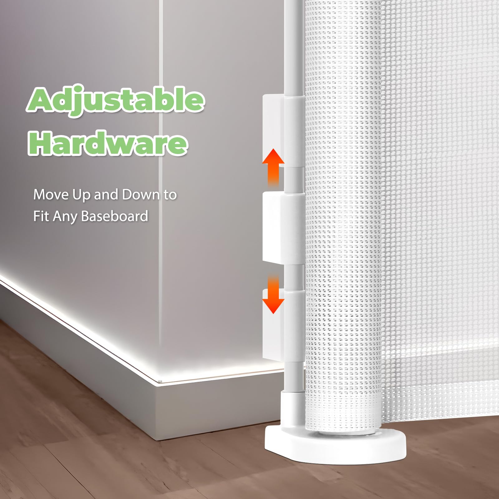 Stcockis 120 Inch Retractable Baby & Dog Gate - White, 33" Tall, Mesh Fabric, Indoor/Outdoor, Model XMF-B789231