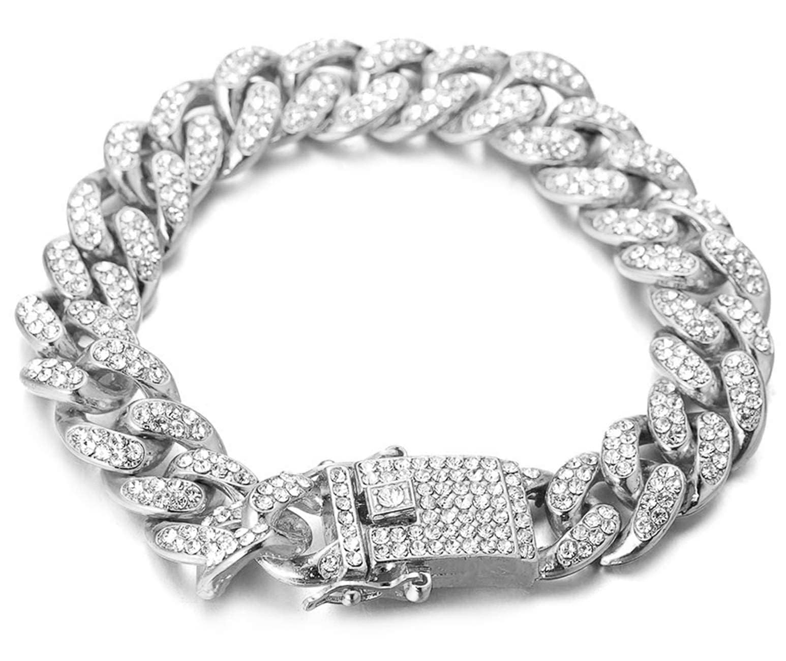 Halukakah Cat Collar - Carat - Iced Out Diamond Cuban Link Gold Chain For Cats & Kittens - Platinum Plated 14'' Collar Size - Fo
