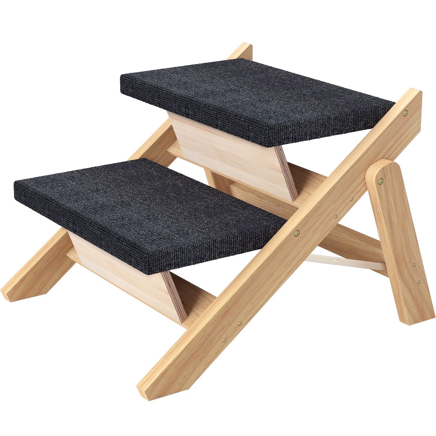 Runlexi Pet Stairs/Steps, Small Dogs Steps For High Beds, Sofa, Couch, Car, 2-In-1 Foldable Wood Dog Ramp With Non-Slip Pads, Sa