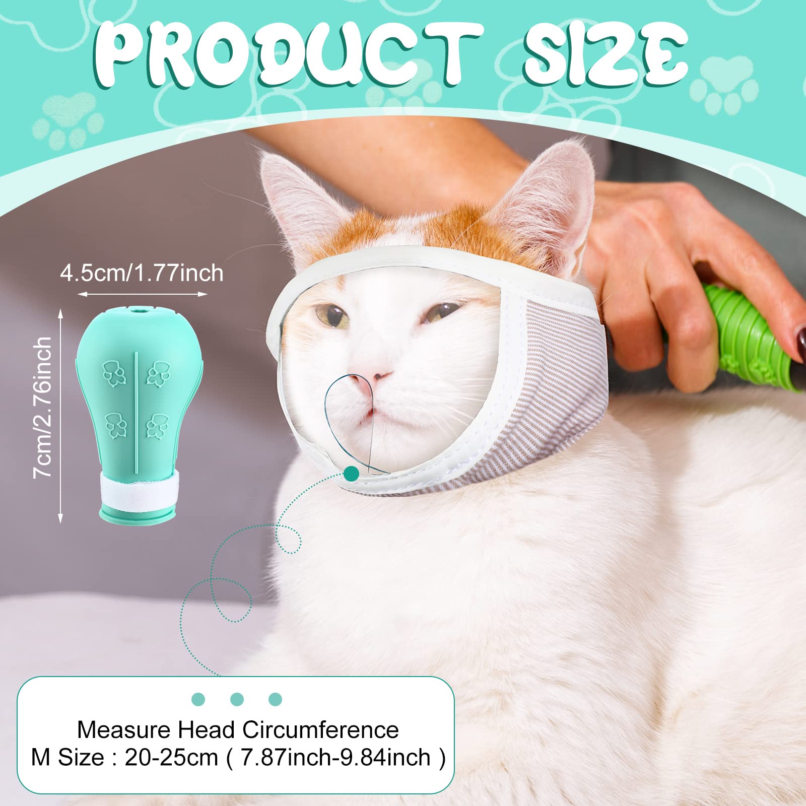 Hillban Cat Muzzle For Grooming With 4 Silicone Boots Breathable Transparent Face Guard Silicone Cat Claw Covers Anti Scratch Booties To Prevent Scratching Biting Bathing Trimming(Medium)