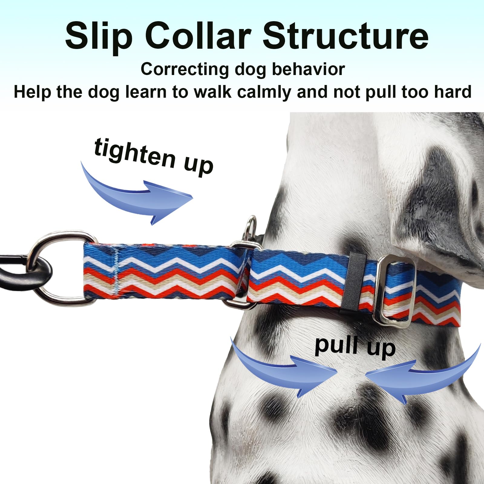 Fidohug Martingale Collar For Dogs With Buckle Adjustable Nylon Wave Slip No Pull Training Dog Collars (Red Blue Arrow, Large)