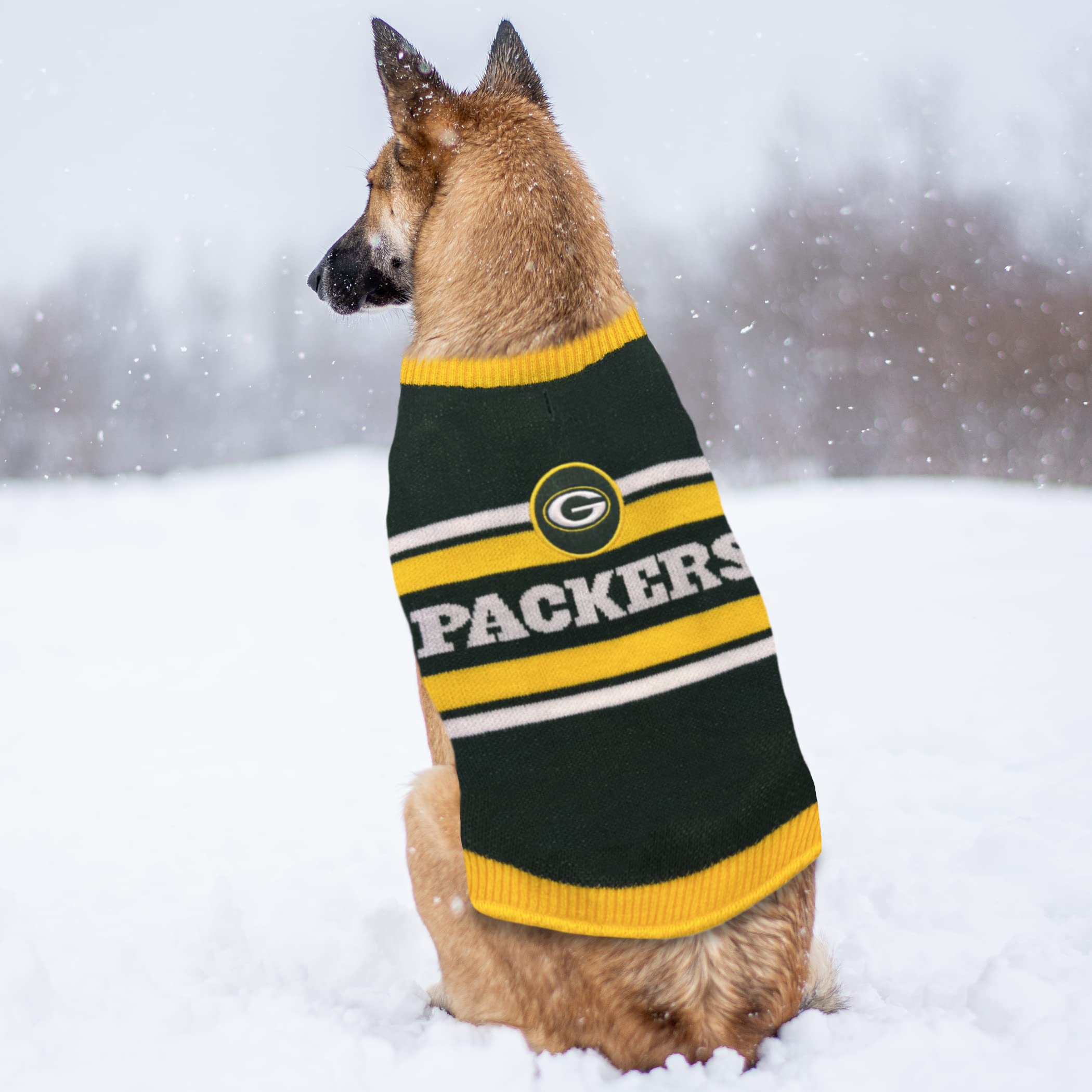 Nfl Green Bay Packers Dog Sweater, Size Extra Large. Warm And Cozy Knit Pet Sweater With Nfl Team Logo, Best Puppy Sweater For L