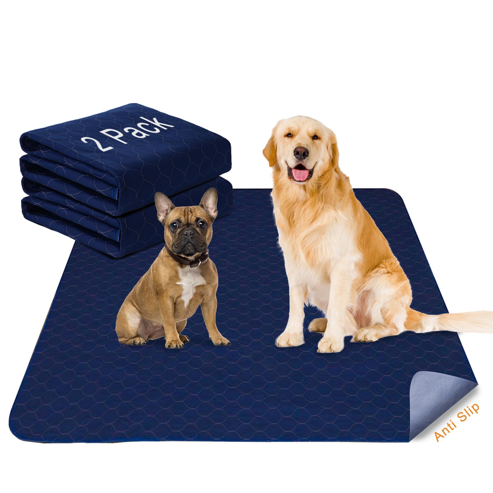 2Pack Pee Pads for Dogs Washable 53   x53   , Extra Large Puppy Pads Waterproof, Super Absorption, Anti Skid for Whelping Traini