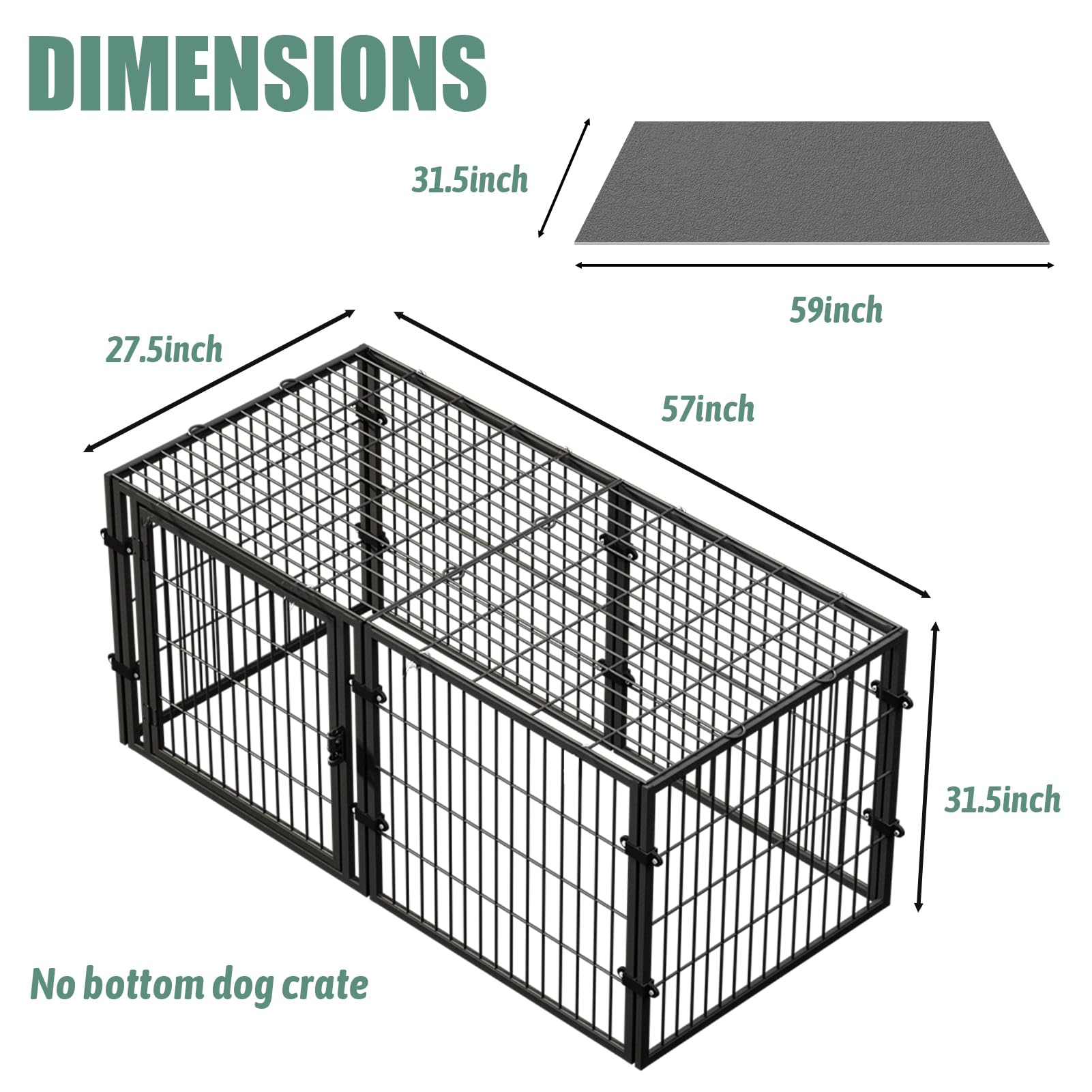 Xpiy Large Dog Crate - 58 Inch Metal Kennel For Medium And Small Dogs, Safe Indoor & Outdoor Xl Big Puppy Cage With Comfort Mat,