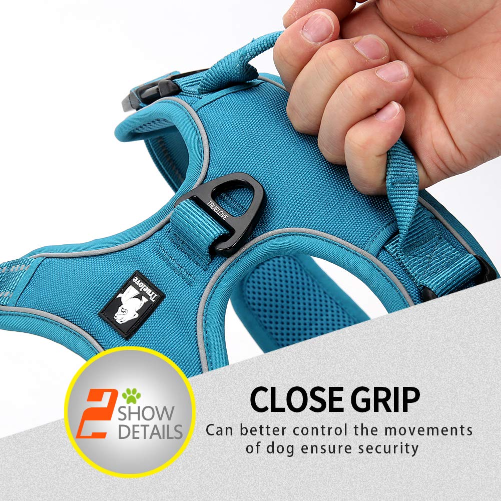Truelove Soft Front Dog Harness Best Reflective No Pull Harness With Handle And 2 Leash Attachments