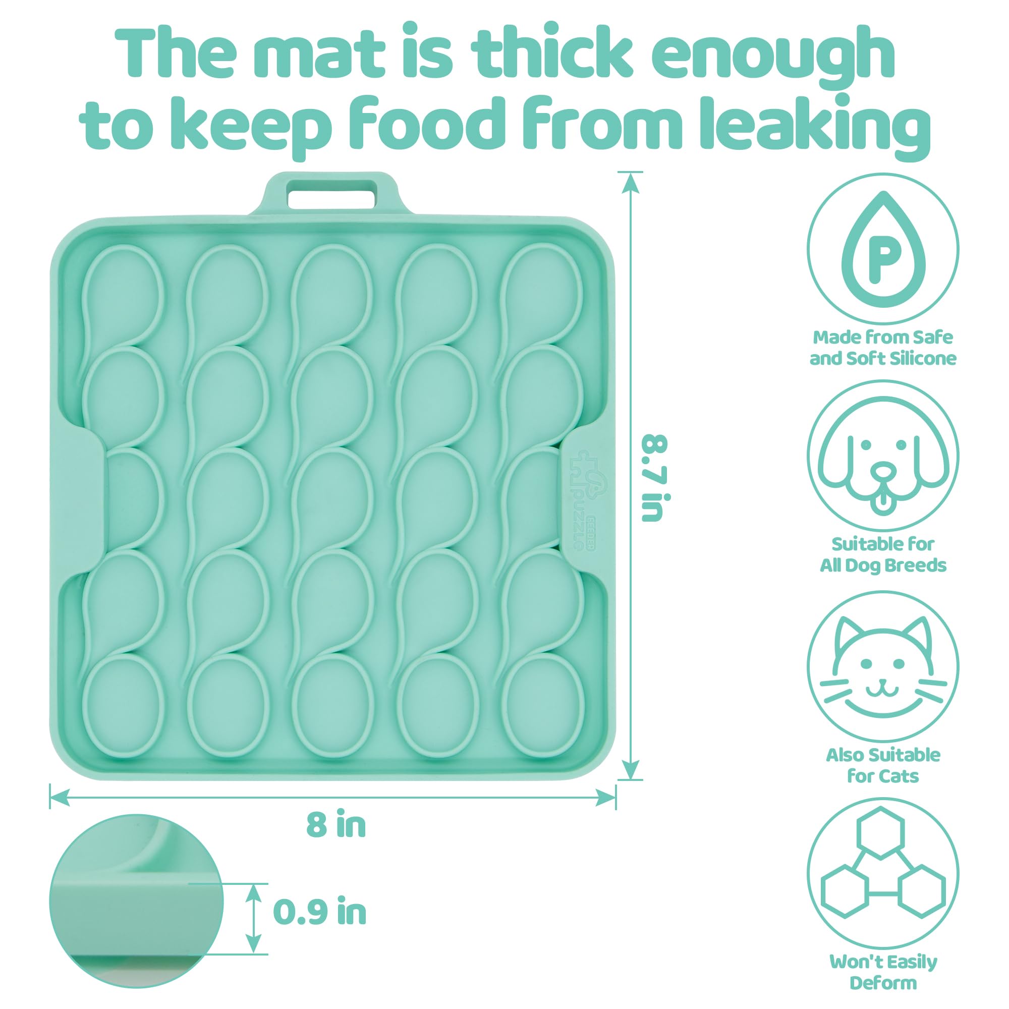 Puzzle Feeder Lick Mat For Dogs With Suction Cups, Freezable Slow Feeder, Connectable Edges For Multi-Pet Homes, Thick Dishwashe