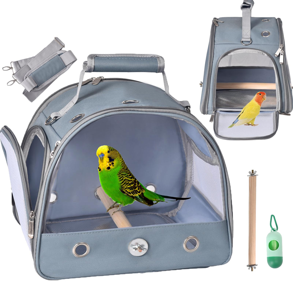 Fcqqywz Bird Carrier Travel Cage With Stand (With Tray), Small Bird Travel Carrier For Parrot, Small Bird Cage For Travel Parake