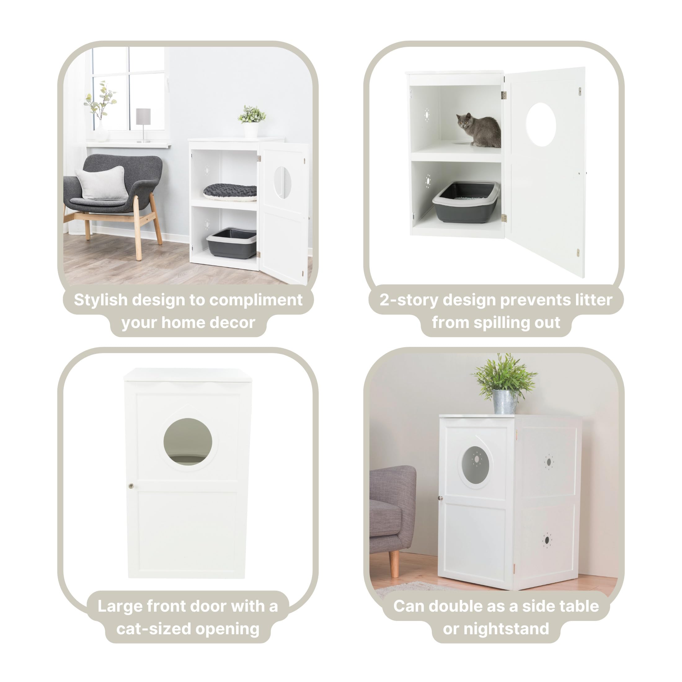 Trixie 2-Story Furniture Style Litter Box Enclosure And Pet Home, Hidden Cat Litter Box, White