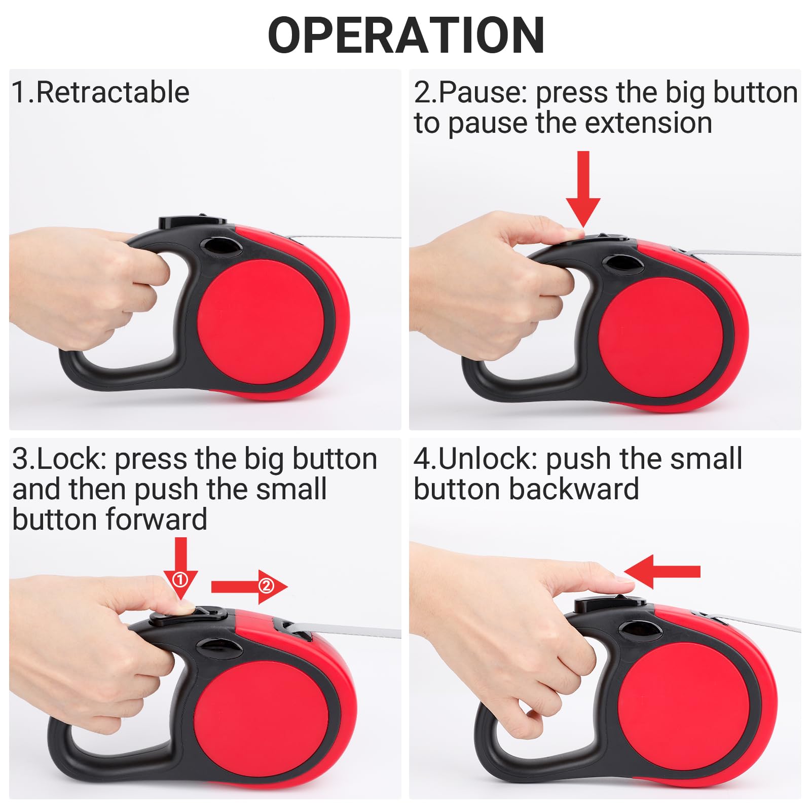 Segarty Retractable Dog Leash For Large Medium Dogs, 16Ft Heavy Duty Walking Dog Leash For Pet Up To 110Lb, Anti-Slip Handle 360