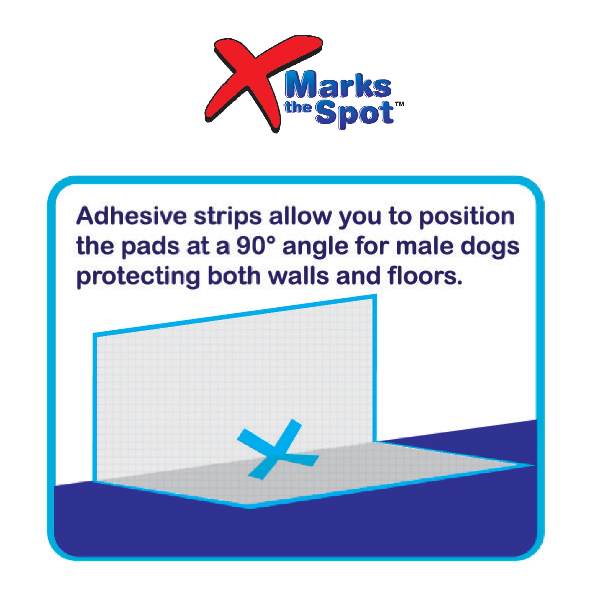 Spot X Marks The Spot Extra Absorbent Pee Pads | Puppy Pads | Puppy Pads With Adhesive | Training Pads | Dog Pads | Dog Pee Pads | Dog Potty Pads | Adhesive Strips | 22'X22' | 100 Ct,White
