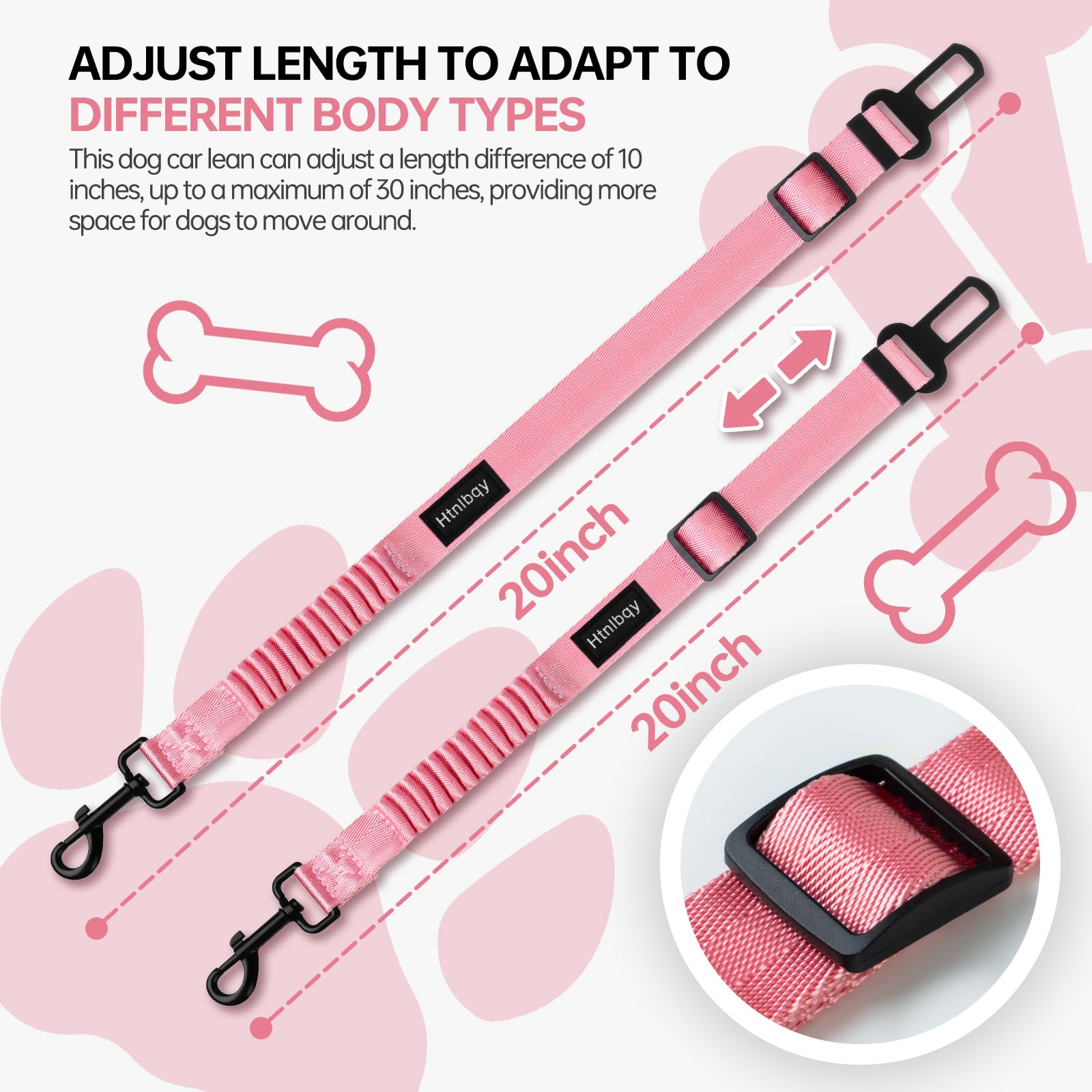 Thickened Dog Seat Belt for Car, 3 Pack Set Retractable Dog Car Adjustable Seatbelts for Vehicle Nylon Pet Safety Heavy Duty & E