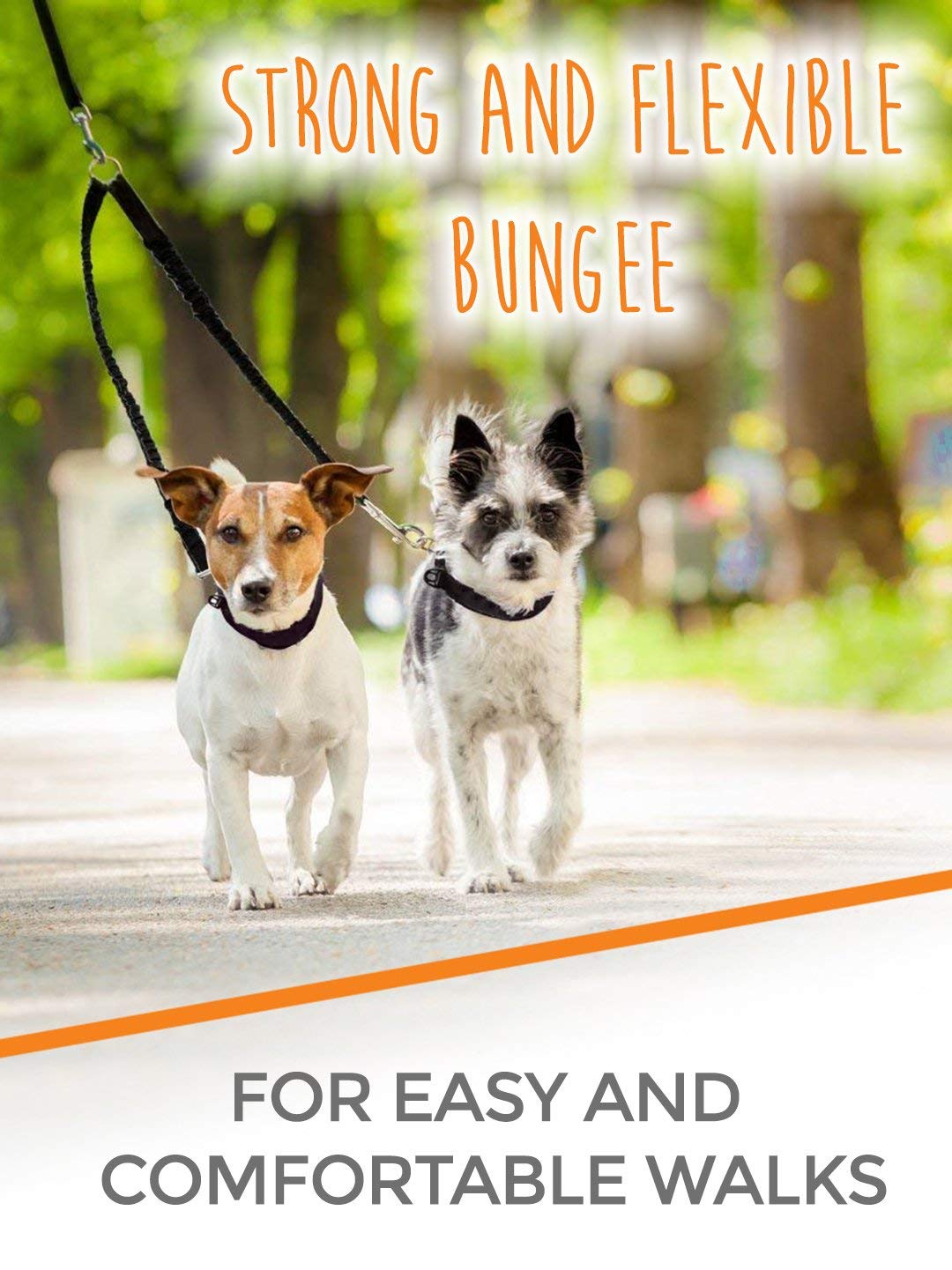 Mighty Paw Double Dog Leash - Force Absorbing Bungee Design - Two Dog Leashes Splitter - Walking Two Pets - 2 Pet Tangle Free -
