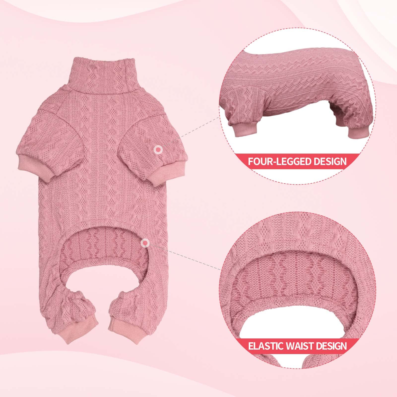 Dog Sweater Turtleneck Knitted Dog Clothes Solid Color Puppy Sweater Warm Cat Sweater Dog Sweaters For Small Dogs (Pink & Xs)