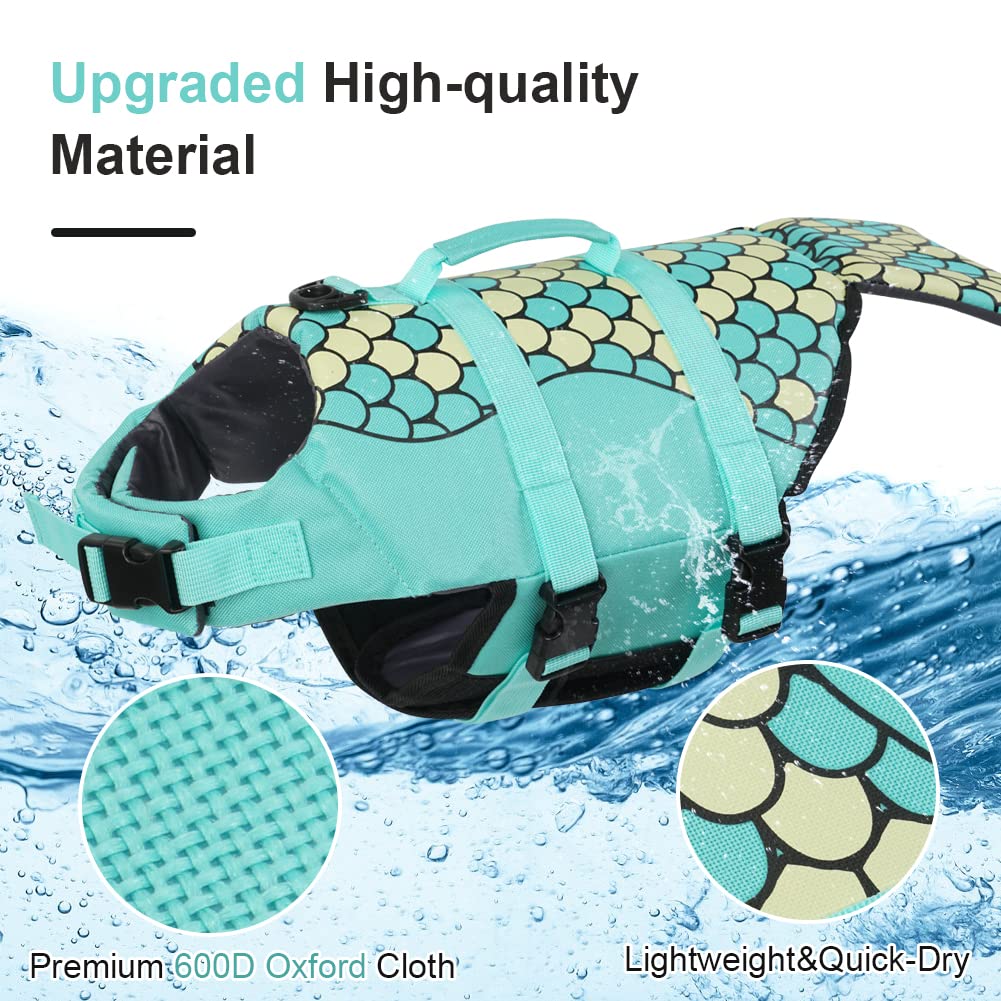 Emust Dog Life Vest, Swimming Preserver For Small And Medium Breeds, Ripstop Jacket With High Buoyancy And Lift Handle For Boat,