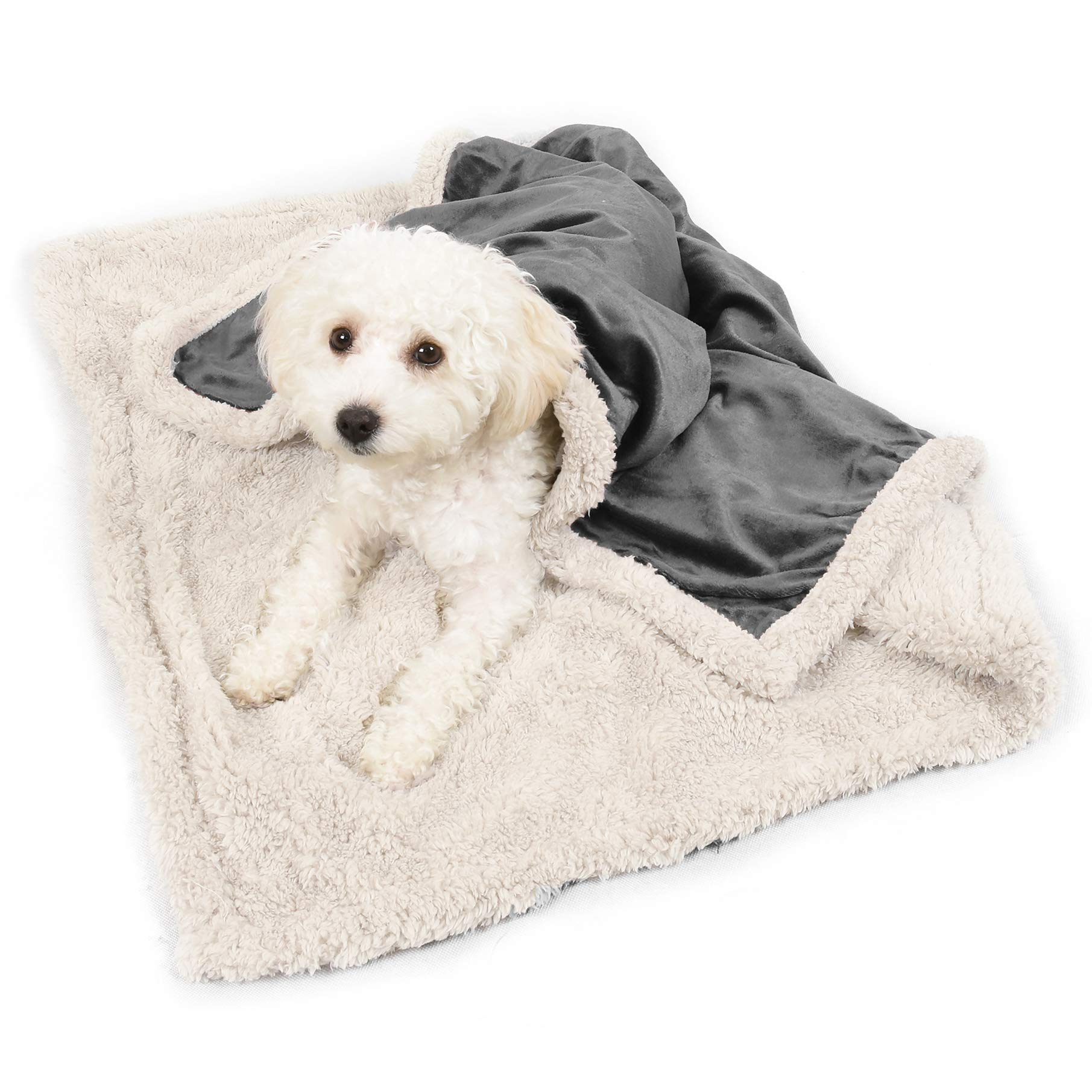 Puppy Blanket, Super Soft Sherpa Dog Blankets And Throws Cat Fleece Sleeping Mat For Pet Small Animals 45X30 Grey