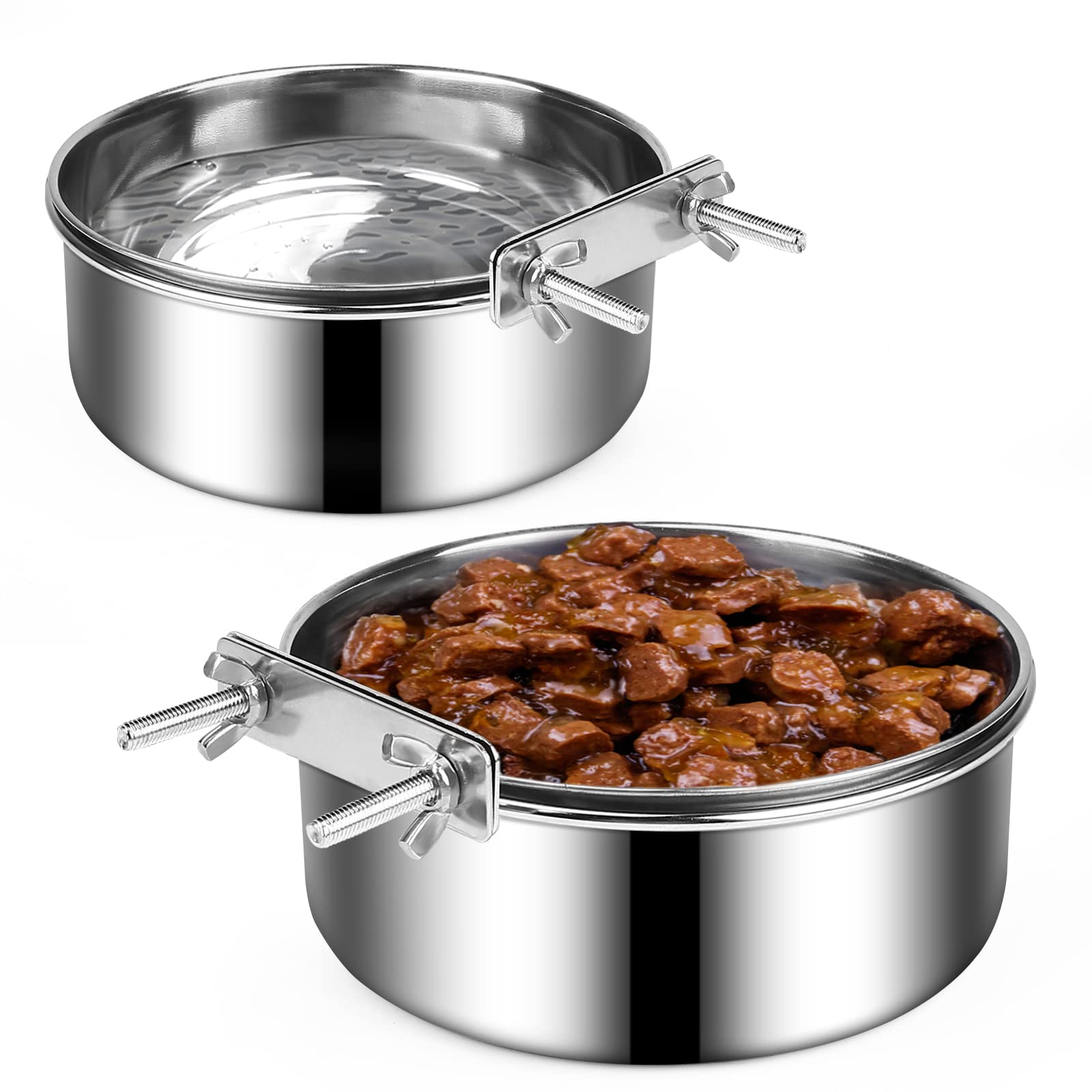 Dog Crate Water and Food Bowl, ShineMe Stainless Steel Dog Bowls Hanging 2 Pack for Cage Crate Kennel, Spill Proof Dog Bowl for 