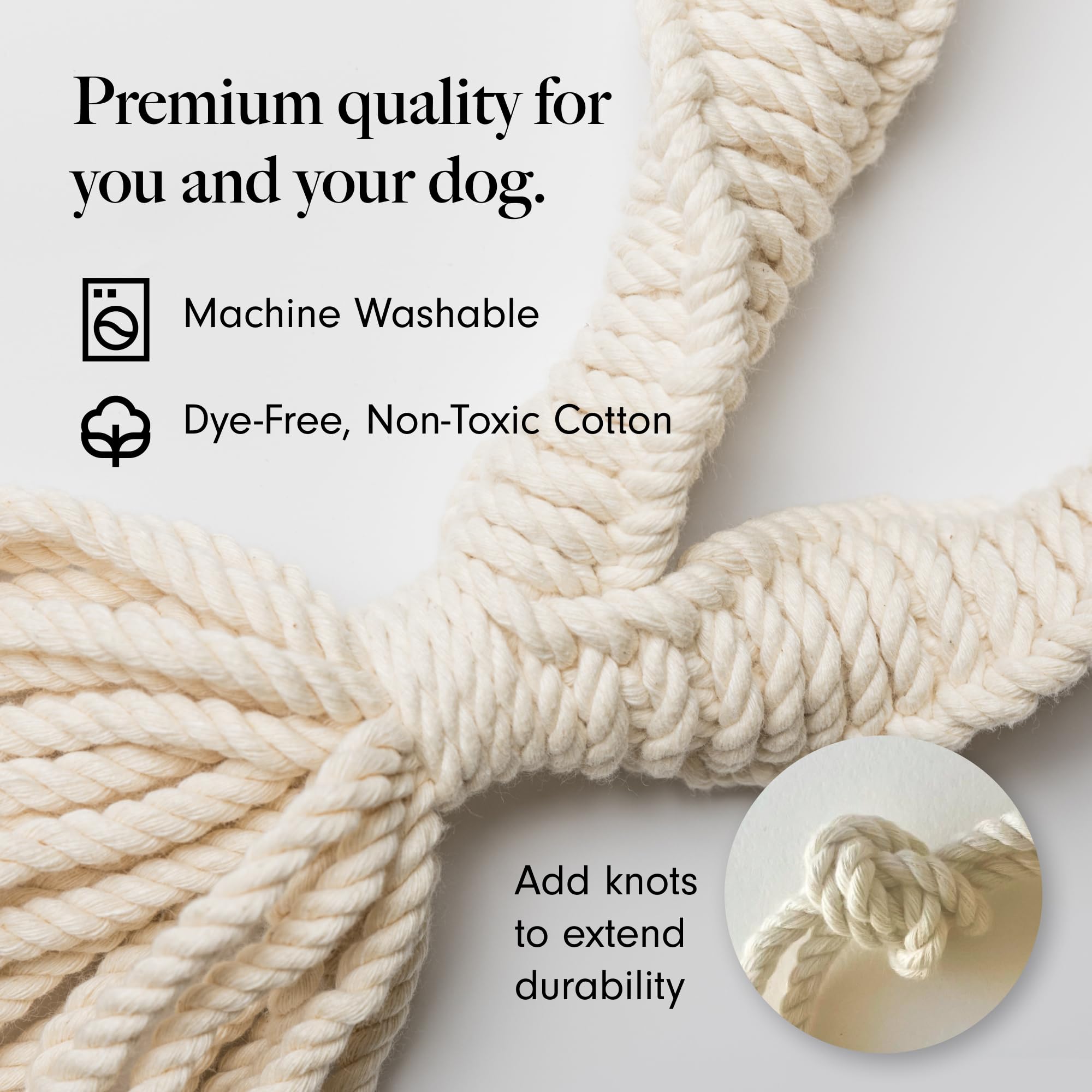 LAY LO Natural, Non-Toxic Cotton Rope Toys for Small and Medium Dogs | 2-Pack | Includes Live Support with Dog Trainer | Durable