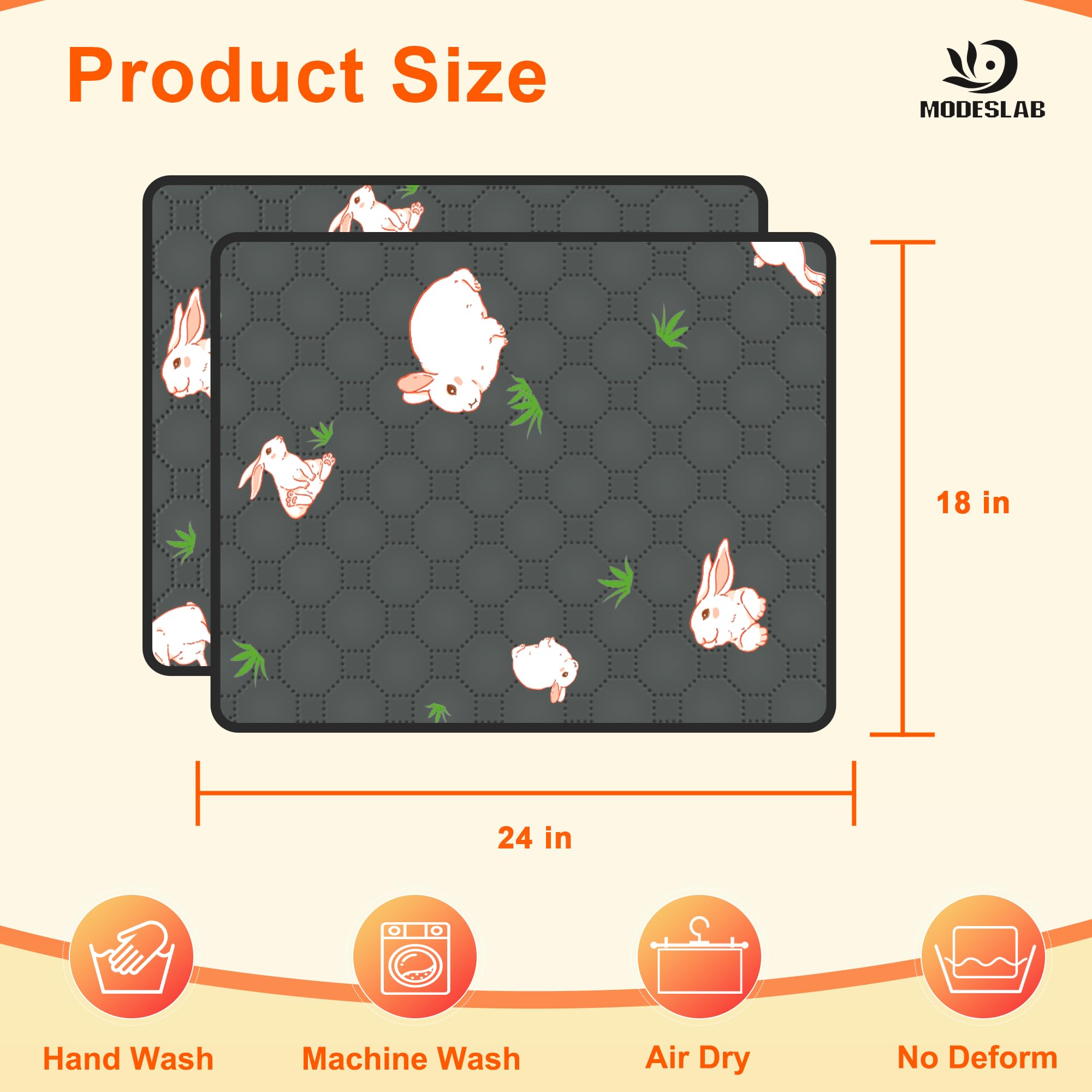 Modeslab 4-Pack Guinea Pig Cage Liner, 18In X 24In Fast Absorption Washable Bedding Pee Pads For Dogs Puppy Rabbit Small Animal