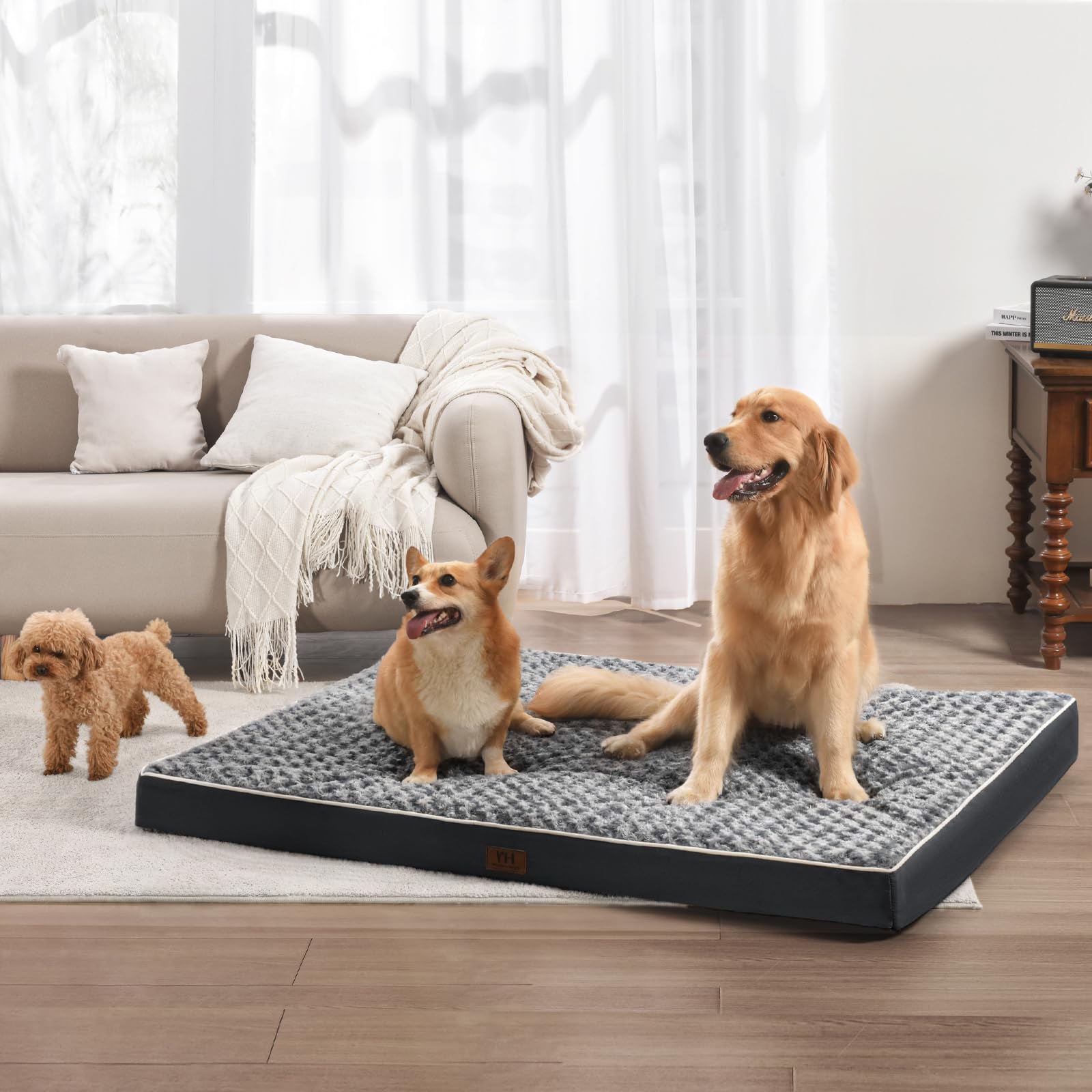 WESTERN HOME WH Large Dog Bed for Extra Large, Big, Jumbo, Huge Dogs, Orthopedic Pet Bed Waterproof Mattress with Removable Wash