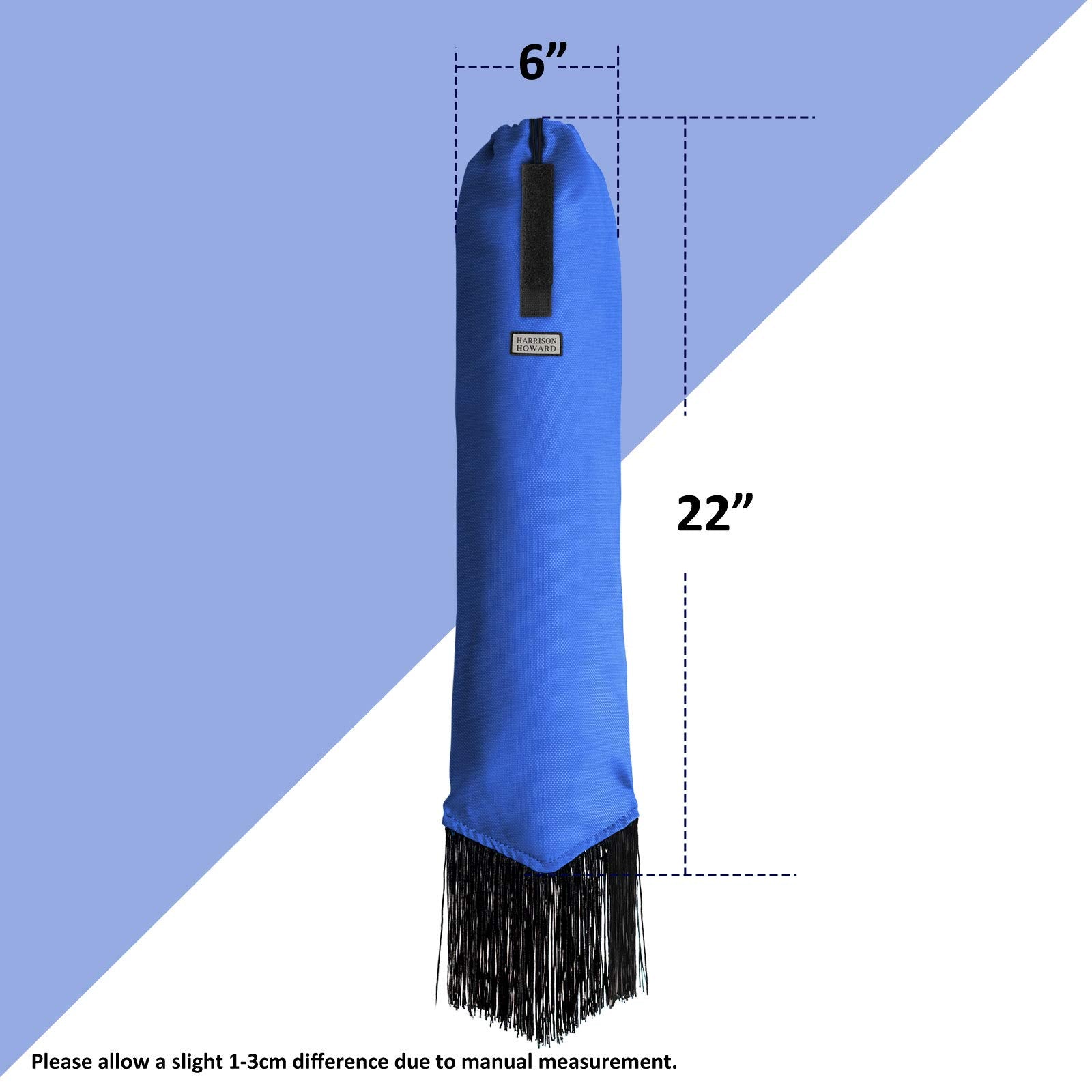 Harrison Howard Smooth Lightweight Adjustable Fastener Nylon Horse Tail Bag With Fringe-Champion Blue