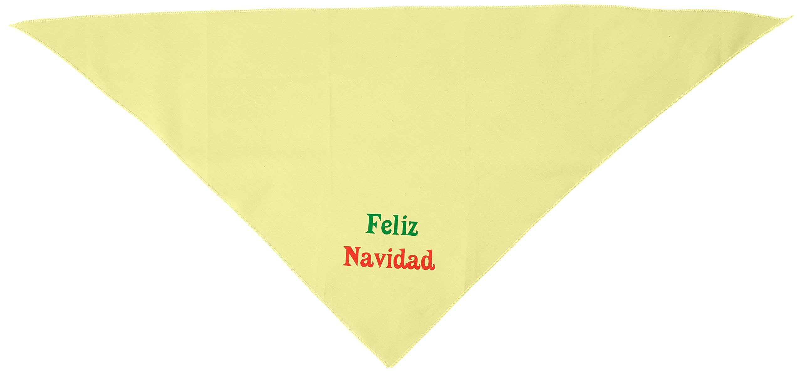 Christmas Pet and Dog Bandana Screen Printed, &quot;Feliz Navidad&quot; Yellow Large