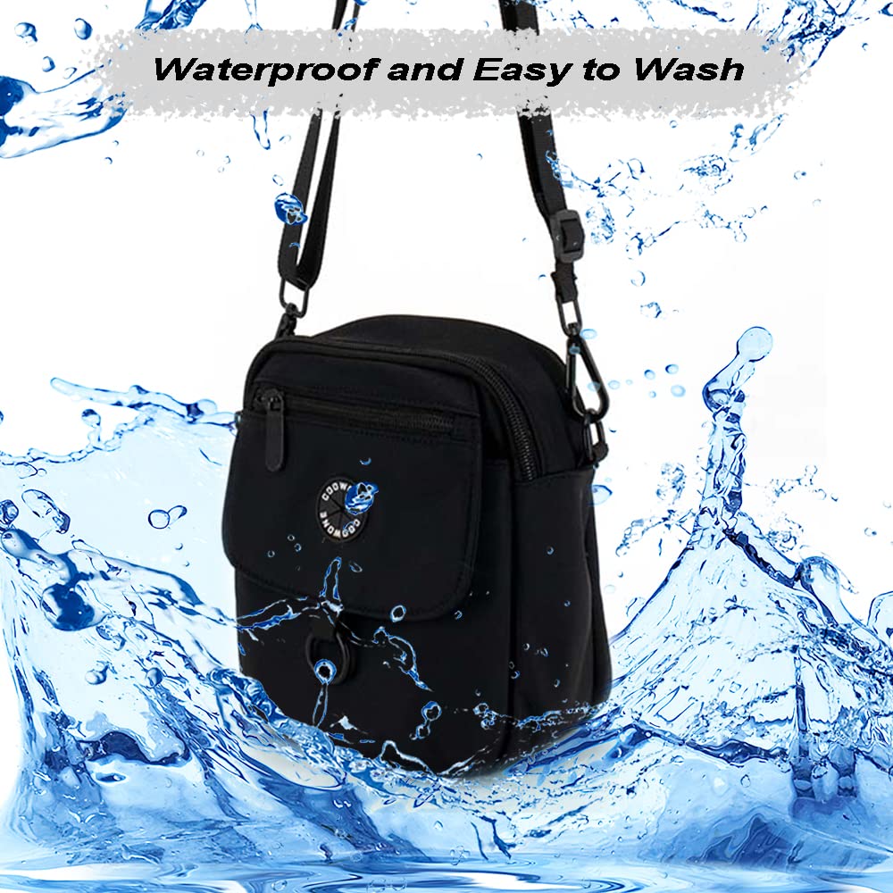 Dog Walking Bag Crossbody Waterproof & Lightweight Treat Pouch for Pet Training, Puppy Treat Tote, Dog Mom Purse (Black 1.0)