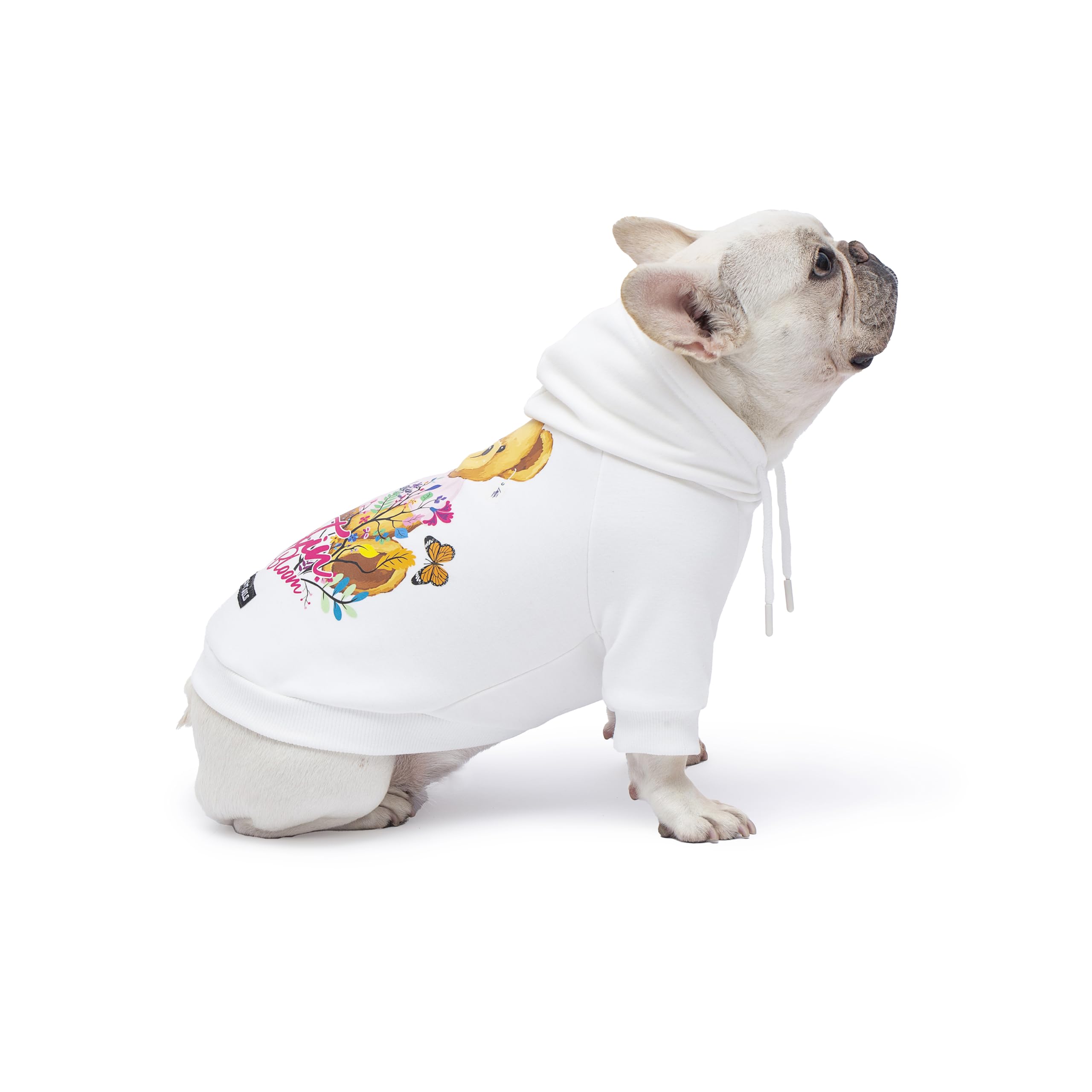 Blooming Teddy Dog Hoodie Dog Clothes Extra Warm Fleece Lining Stretchy Fit for Small Medium Large Dogs (White, XXX-Large)