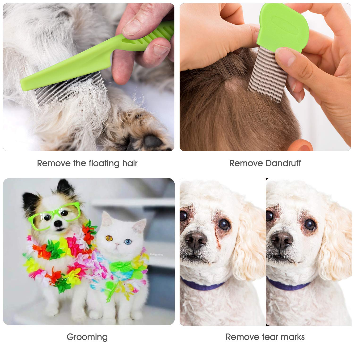 Cat Comb Dog Comb Fine Tooth Comb Pet Comb Grooming Set For Grooming And Removing Dandruff Flakes Remove Float Hair Tear Marks (