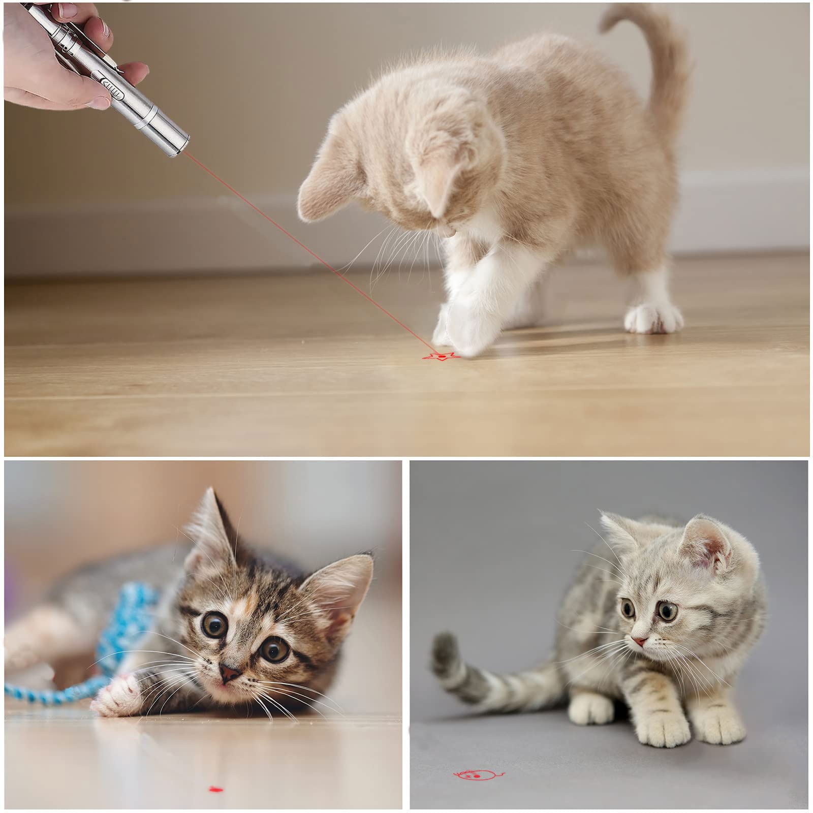 Glmsa Laser Pointer Cat Toy - 5Modes Pointer For Indoor Interactive, Cat Toys Red Light Pet Pointer Interactive To Busy Kitten D
