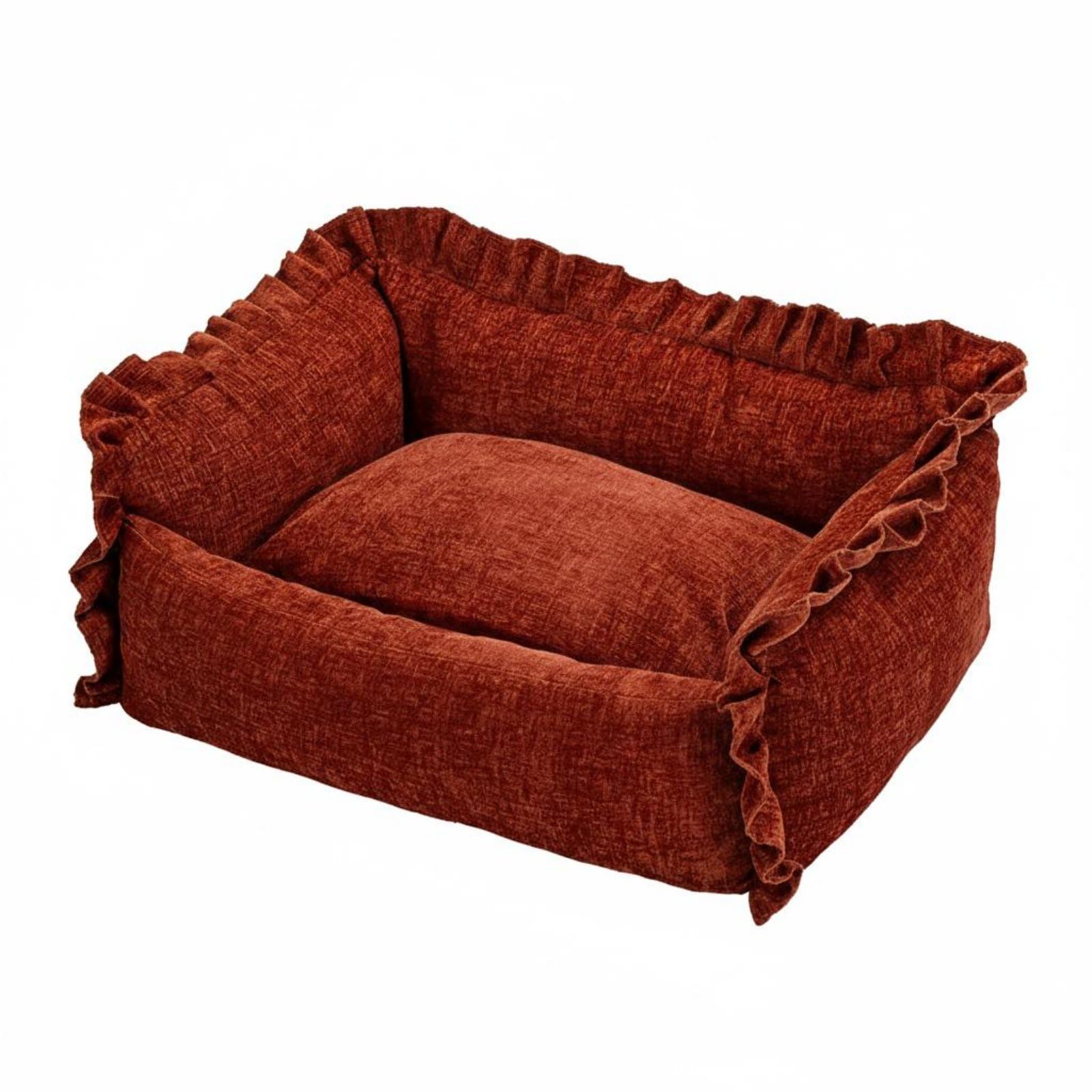 Washable Dog Couch Bed WearResistant Removable Cover Pet Bed Nordic Design Soft Pet Sofa for Cats, Indoor, Dark Red, S