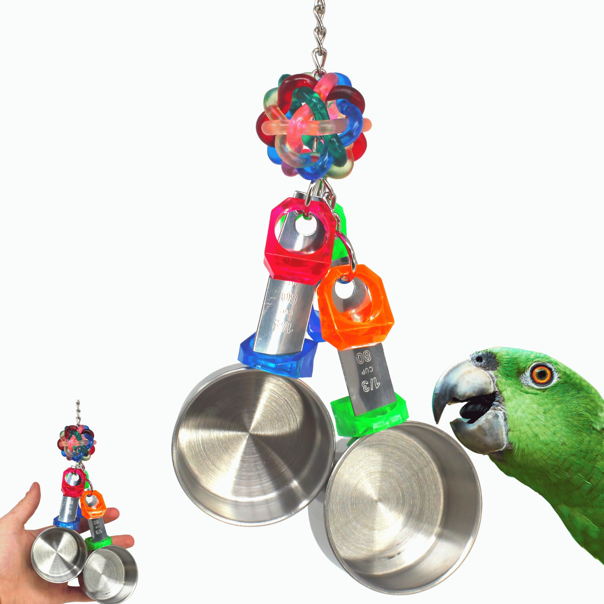 Bonka Bird Toys 1400 Medium Pot Ring 9 High by 3.50 Wide, Parrot Tug Puzzle Cage Toy, African Grey, Conure, Pionus, and Similar 