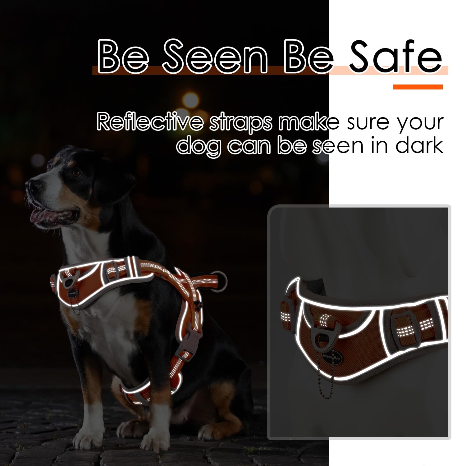 ADVENTUREMORE Dog Harness for Large Dogs No Pull, Sport Dog Halter Harness Reflective Breathable Dog Vest Escape Proof Dog Harne