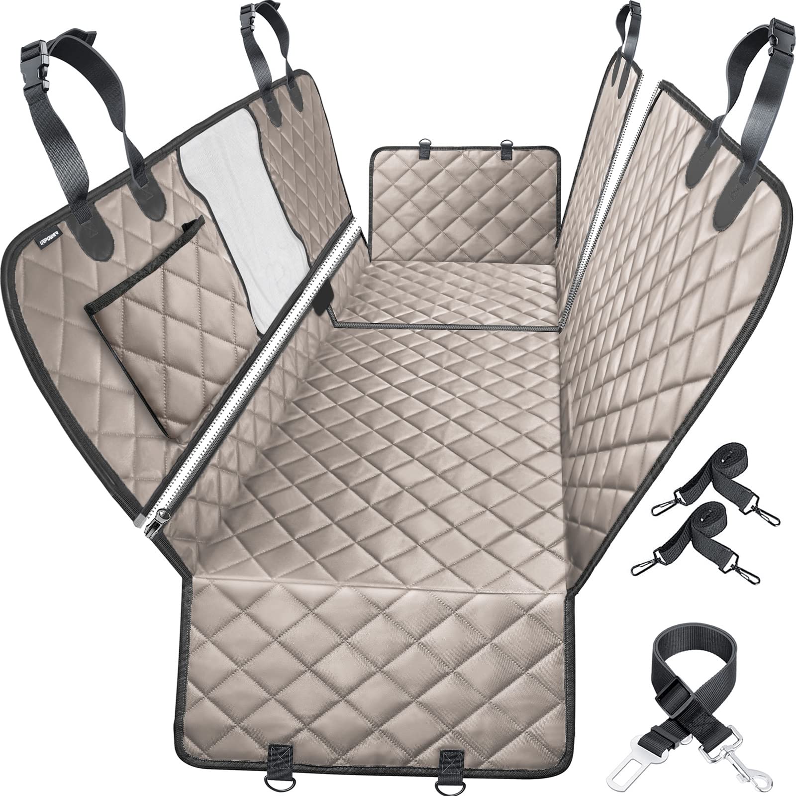 Urpower 6 In 1 Dog Car Seat Cover, 60/40 Split Dog Seat Cover For Back Seat 100% Waterproof Dog Car Hammock Nonslip Backseat Dog