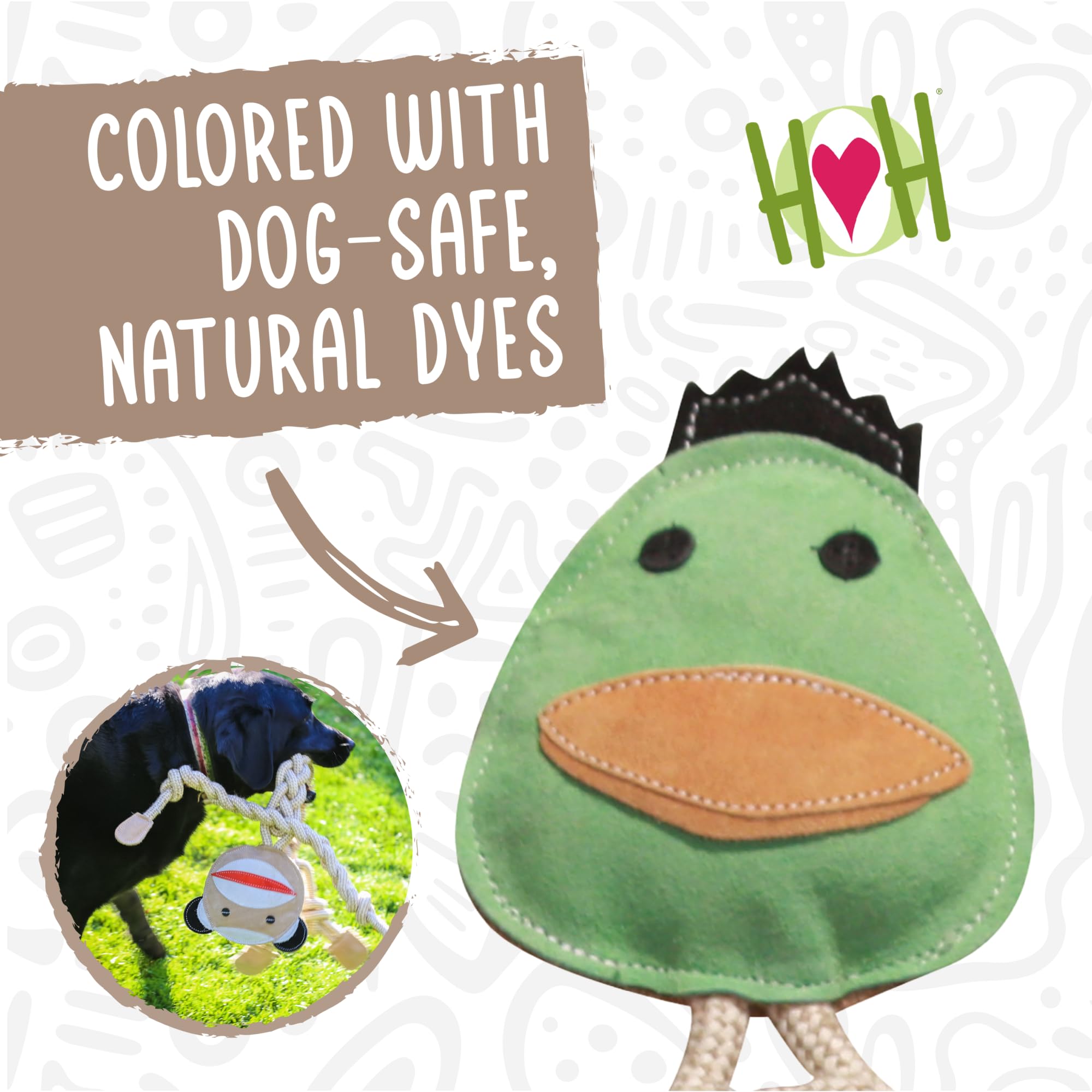 Hugglehounds Natural Rope Knottie- Tough Leather Dog Toy For Aggressive Chewers, Interactive Durable Toy For Small & Large Dog B