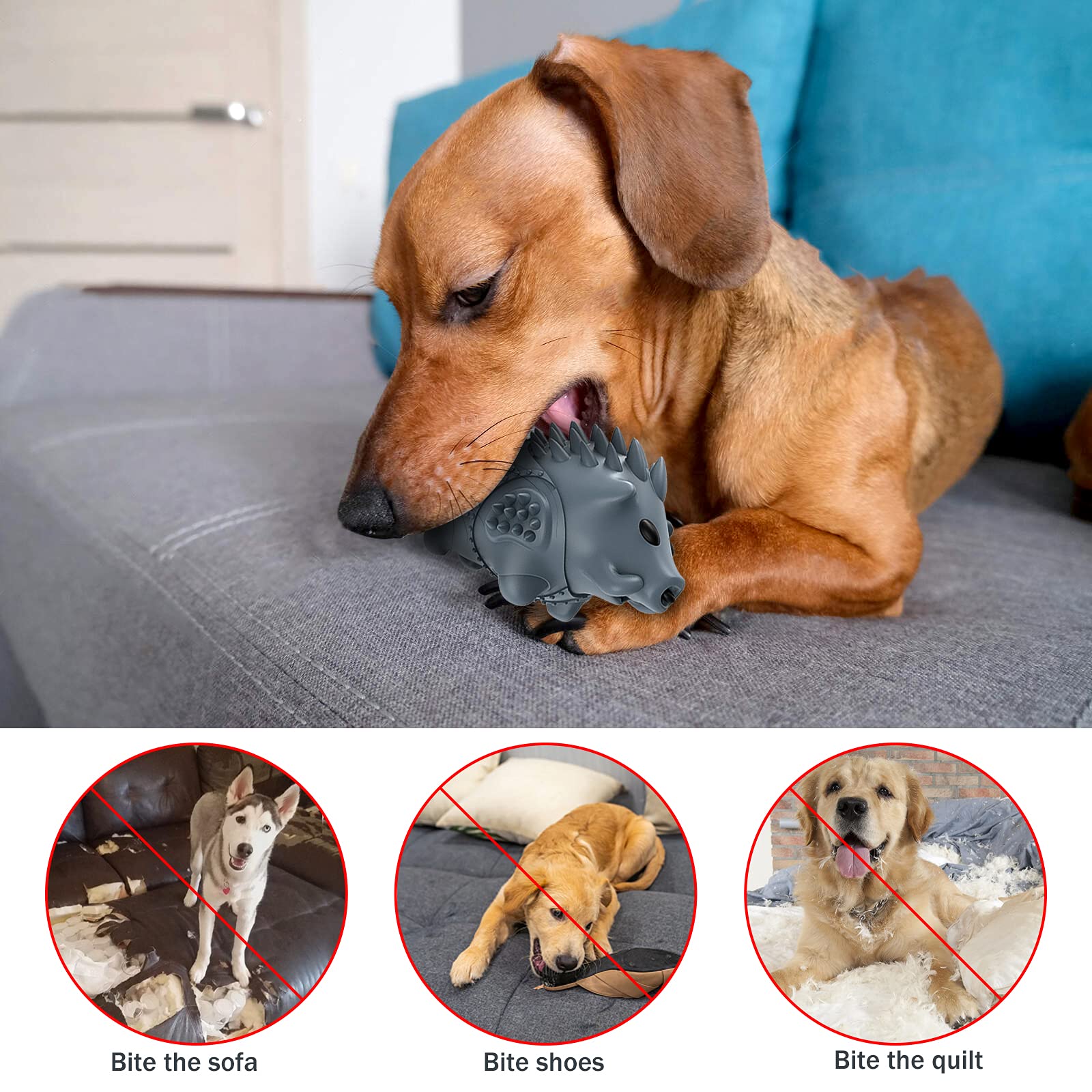 Homipooty Dog Chew Toys For Aggressive Chewers, Indestructible Dog Toys For Large Dogs Tough Durable Squeaky Interactive Dog Toy