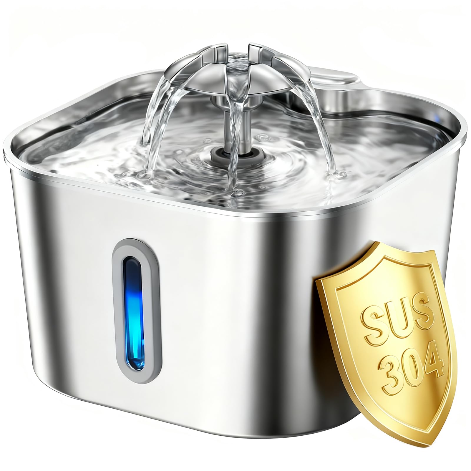 Wonder Creature Cat Water Fountain Stainless Steel, 74oz/2.2L Automatic Quiet Cat Drinking Fountain, Indoor Water Dispenser for 