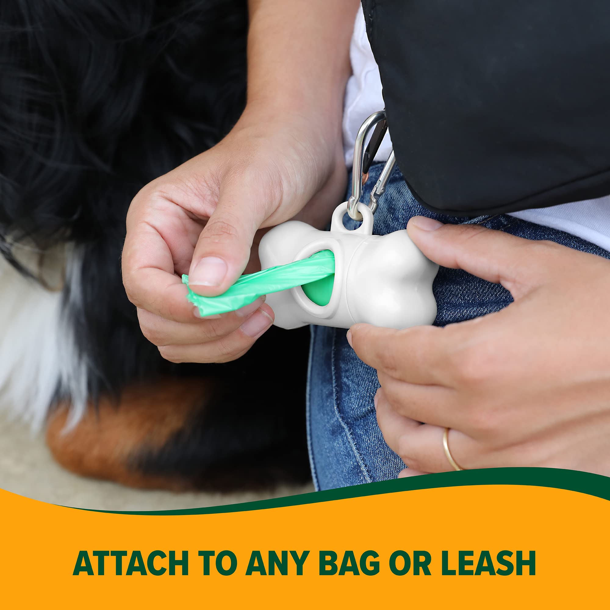 Arm & Hammer Dog Bone Shape Dog Poop Bag Dispenser With 30 Count Plant-Based Poop Bags With Activated Baking Soda; 9 X 14 Inches; White