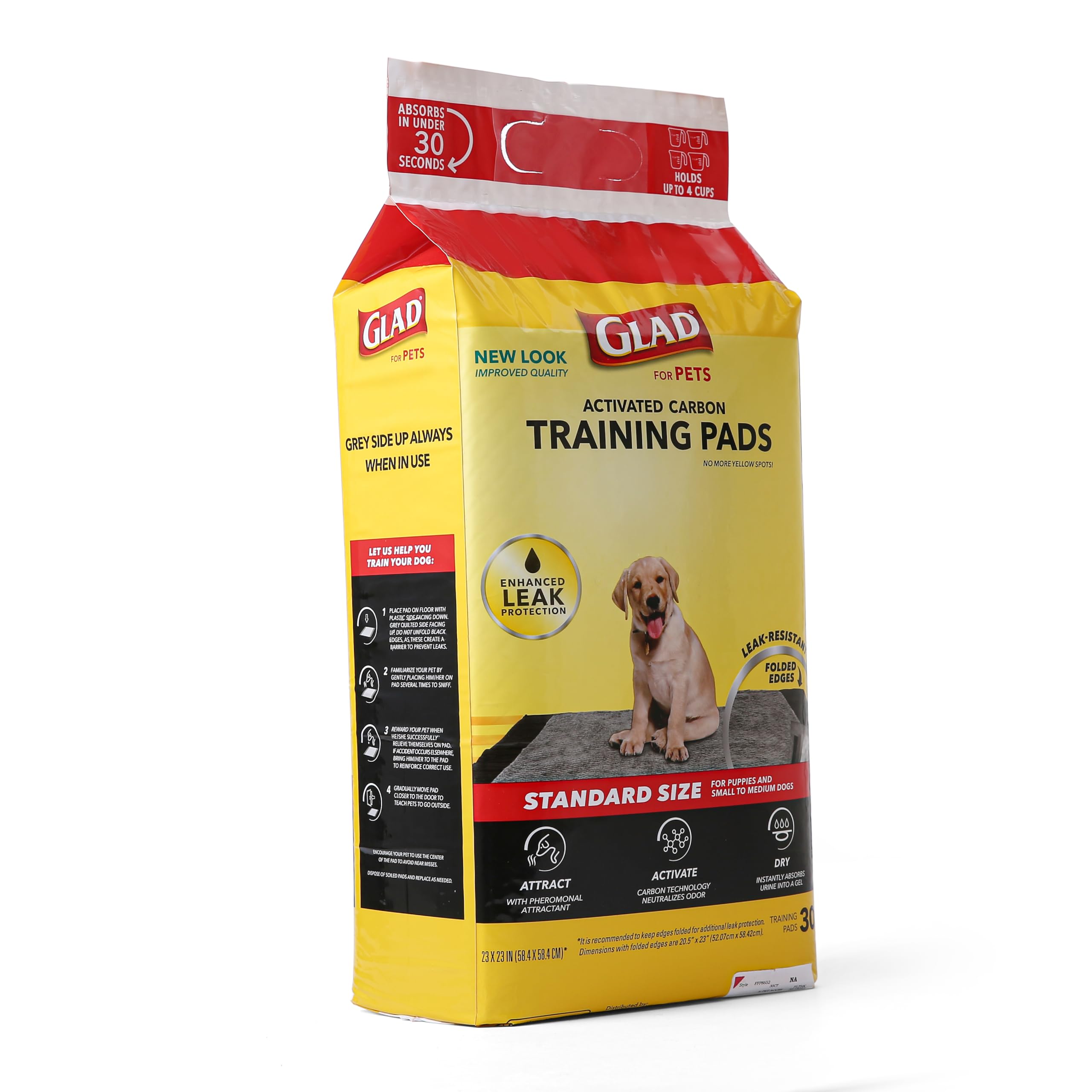 Glad for Pets Black Charcoal Puppy Pads - Super Absorbent Disposable Dog Pee Pad, Potty Training, Dog Crate and Indoor Use 23 x