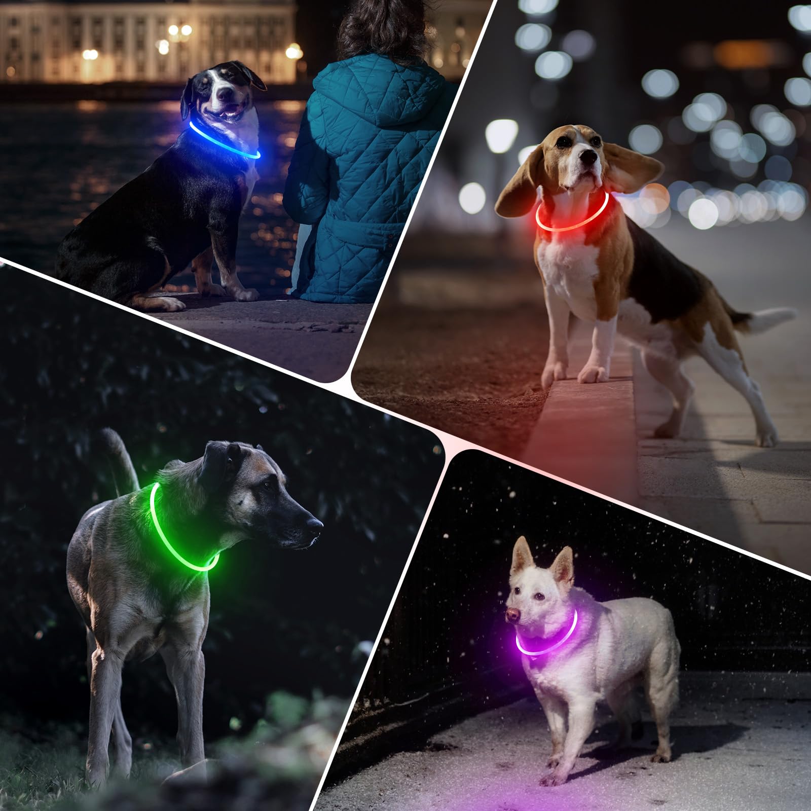 Bseen Light Up Dog Collar, Rechargeable Led Pet Collar Tpu Cuttable Lighted Puppy Necklace Glowing Dog Lights For Night Walking (Green)