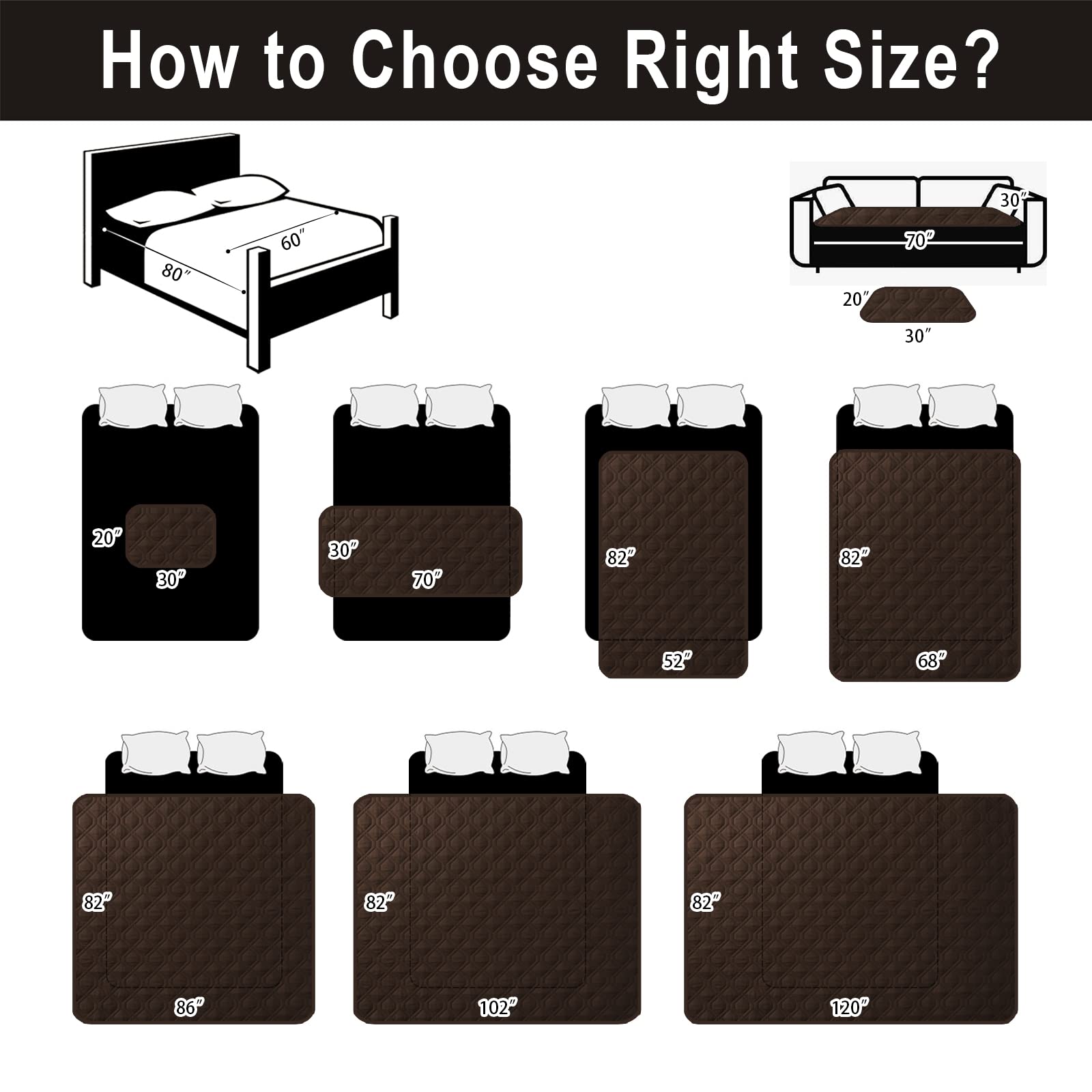 Topthumbs 100% Waterproof Dog Bed Cover 68X82 Inch Reversible Changing Pad Reusable Camping Mat For Kids/Pet/Dog/Cat Washable Ge