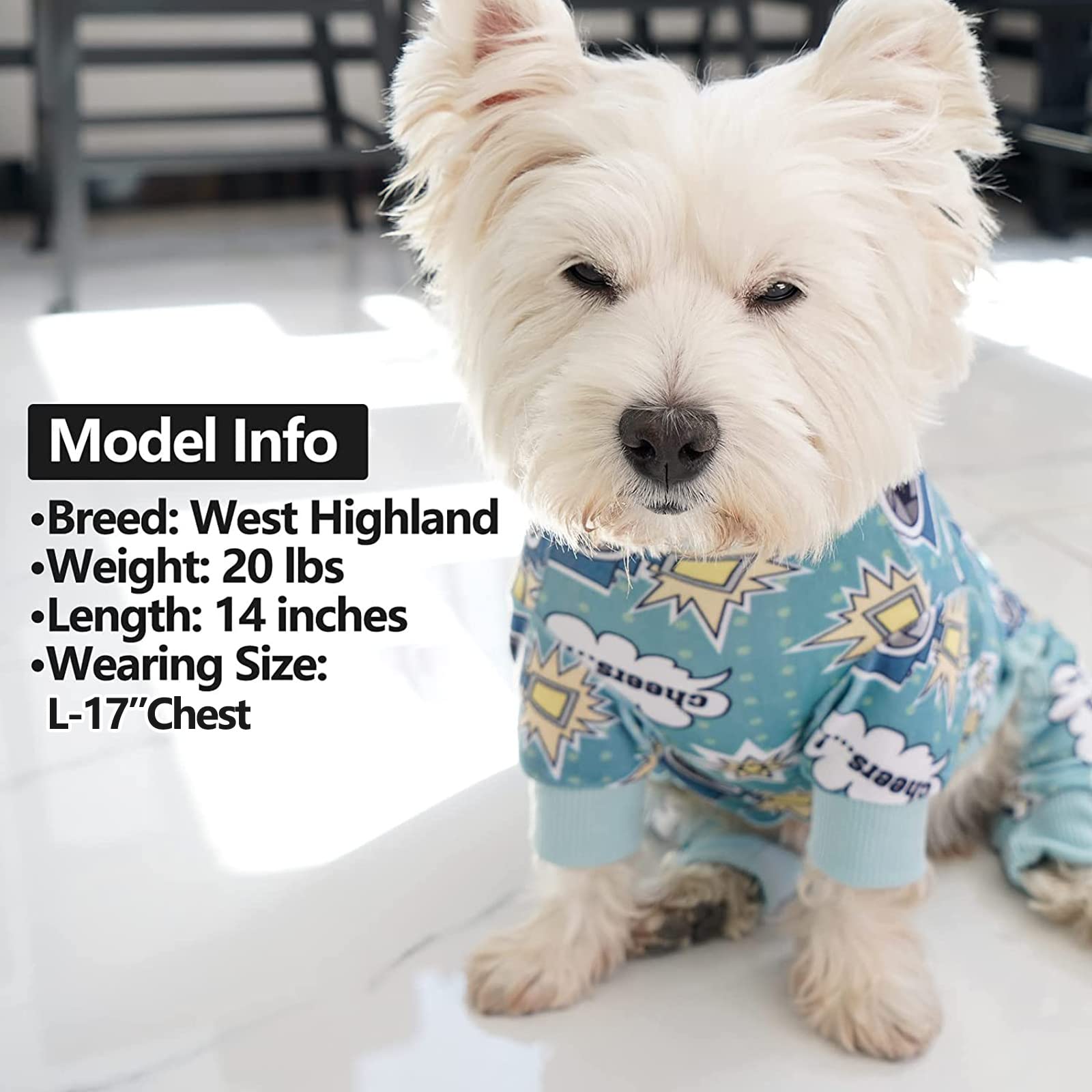 Kyeese Dog Pajamas For Small Dogs With Printed Soft Material Stretchable Dog Onesie Pjs Cat Pajama Dog Apparel