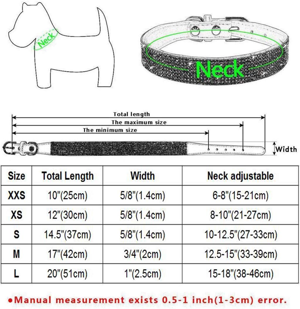 Jxinrong Rhinestone Dog Collar, Cute Dazzling Sparkling Soft Suede Leather Dog Cat Rhinestone Collar Crystal Diamond Pet Dog Puppy Collar