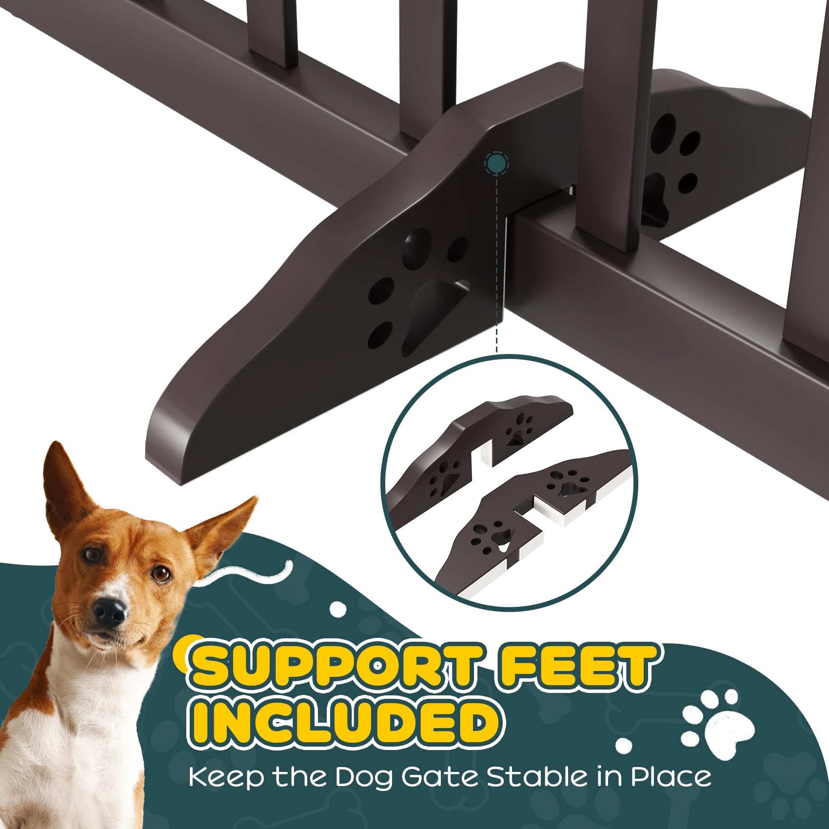 Semiocthome Freestanding Dog Gates for The House, Doorways, Stairs with 2PCS Support Feet, Foldable 4-Panel Pet Gates for Dogs,